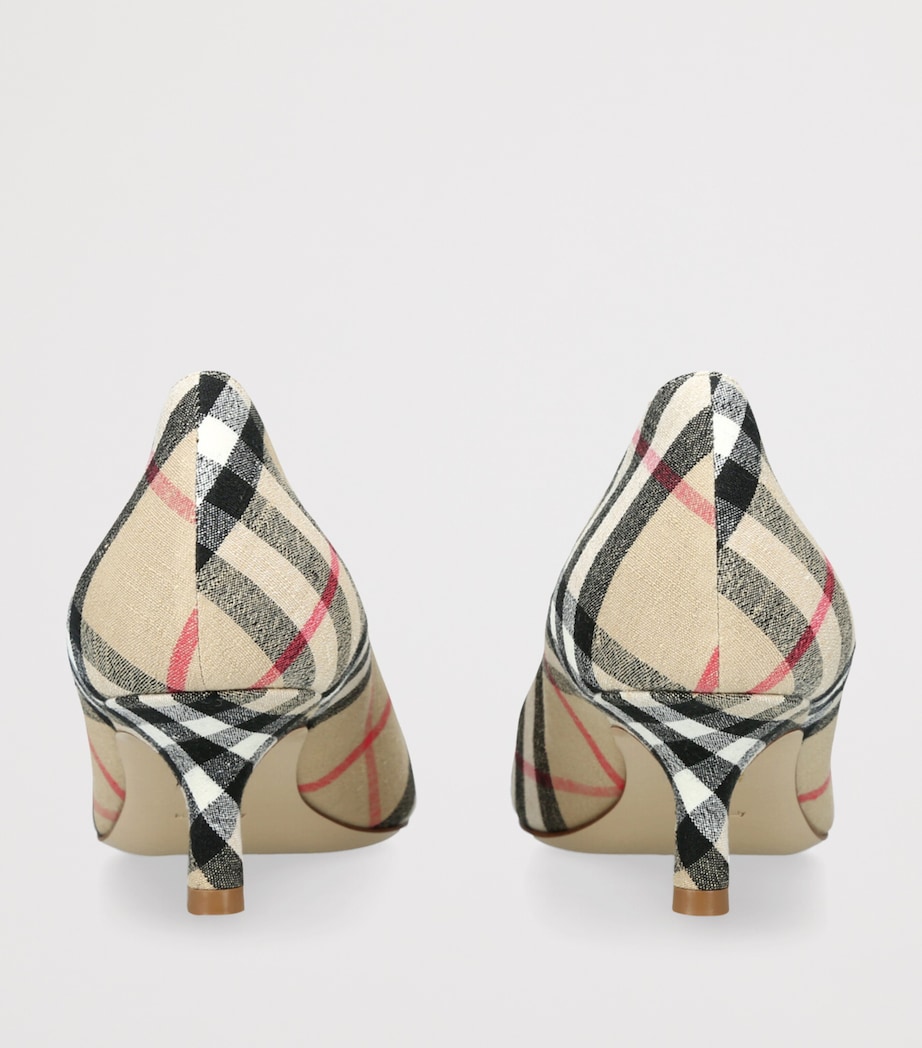 Linen Check Dame Pumps 55 BEIGE COMB Image 2