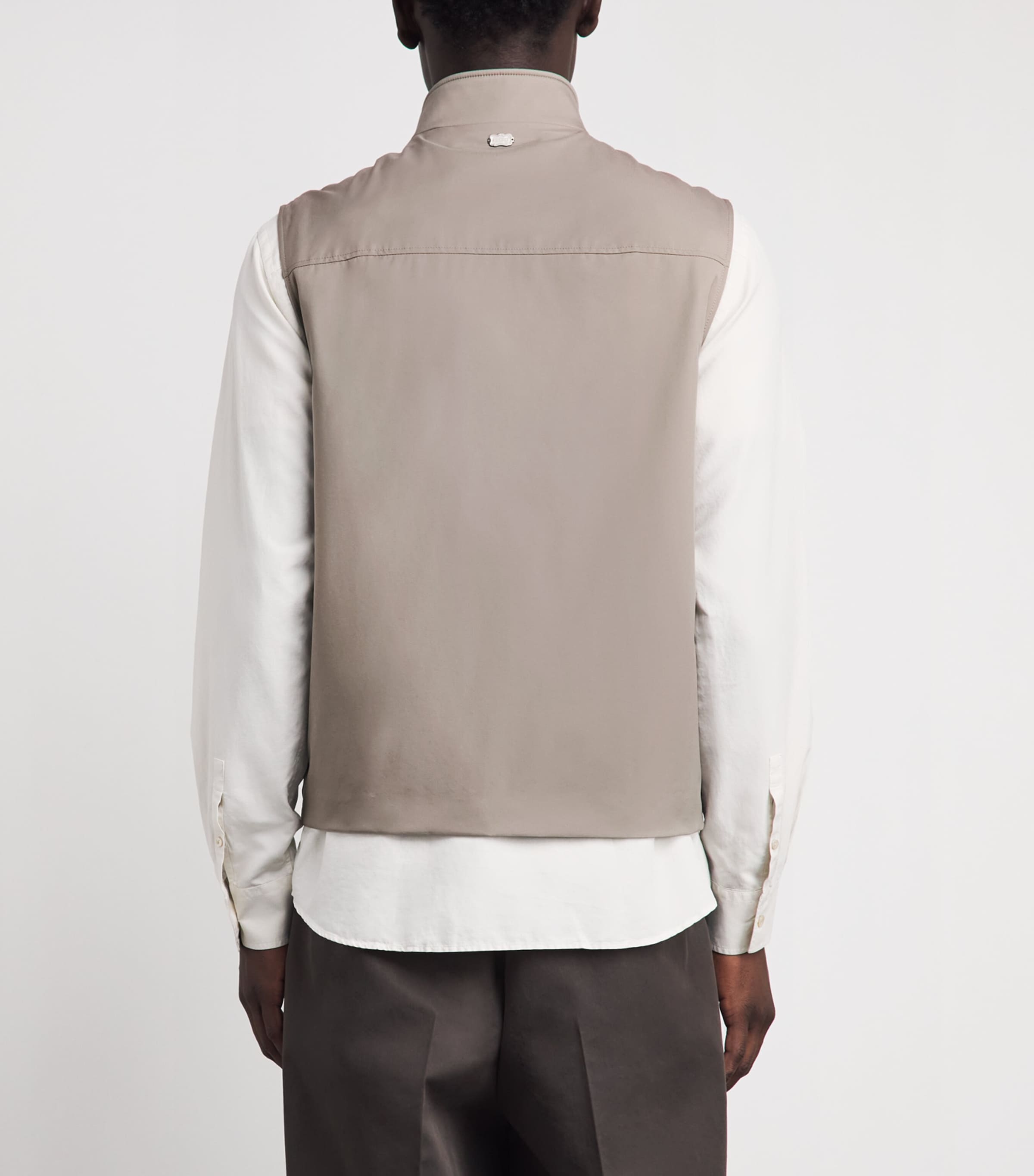 Agnona Mens Technical Fabric Gilet Warm Grey Grey Image 5