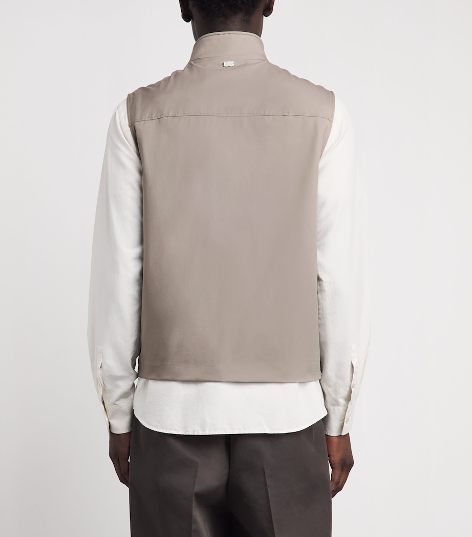 Agnona Mens Technical Fabric Gilet Warm Grey Grey Image 5