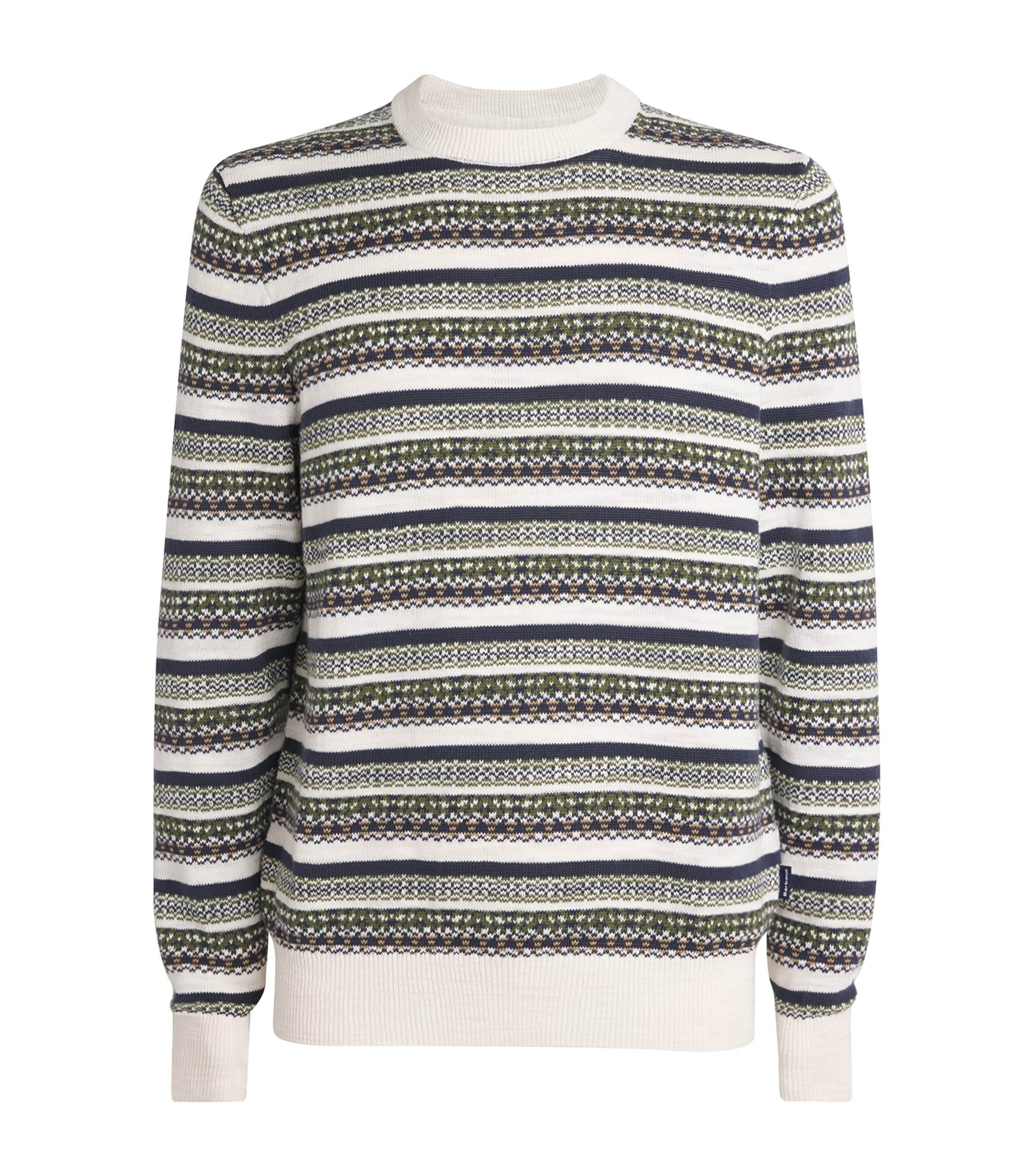 Barbour Mens Cotton Topcliffe Fair Isle  Sweater Whisper White Image 1