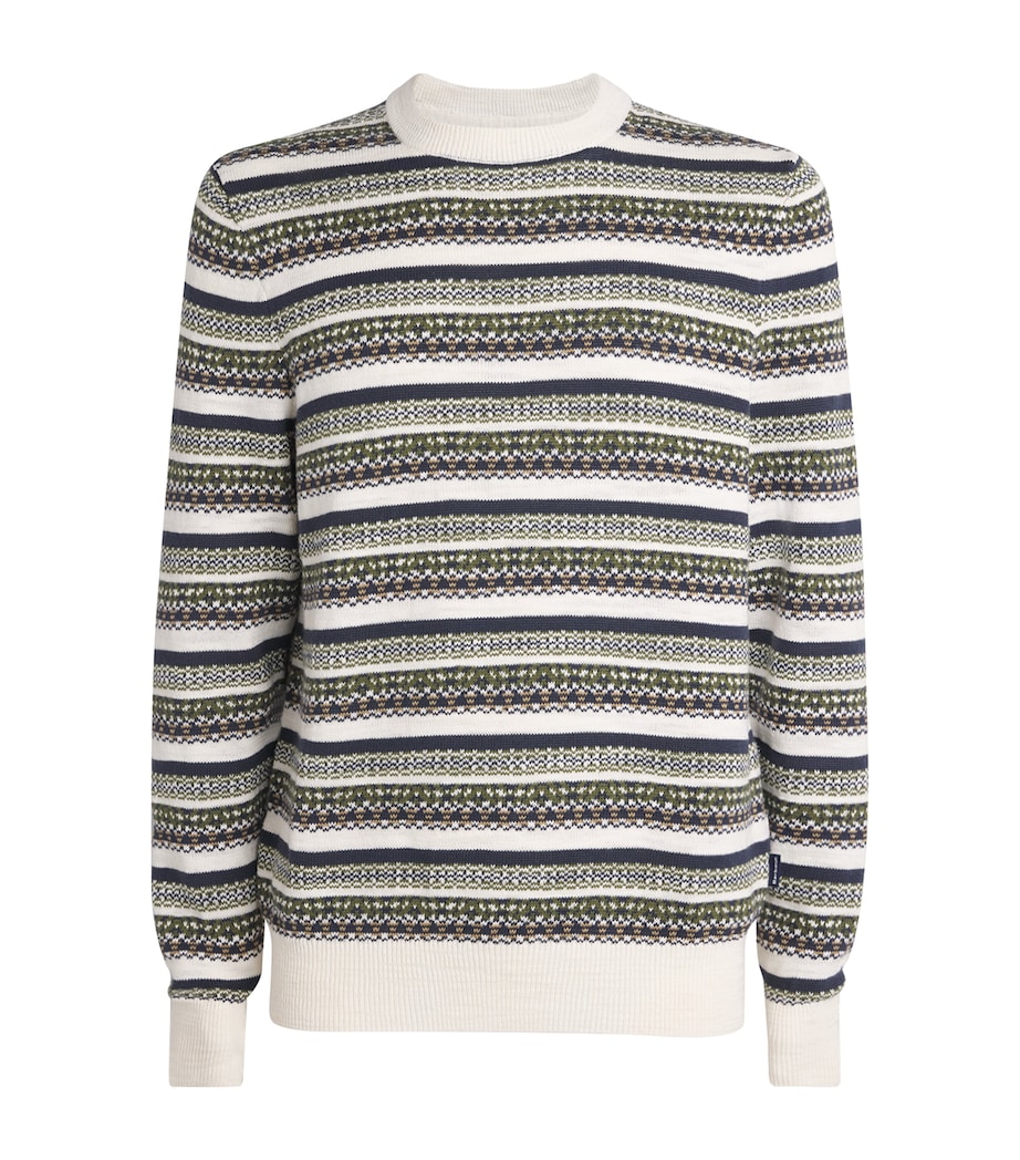 Barbour Mens Cotton Topcliffe Fair Isle Sweater Whisper White Image 1