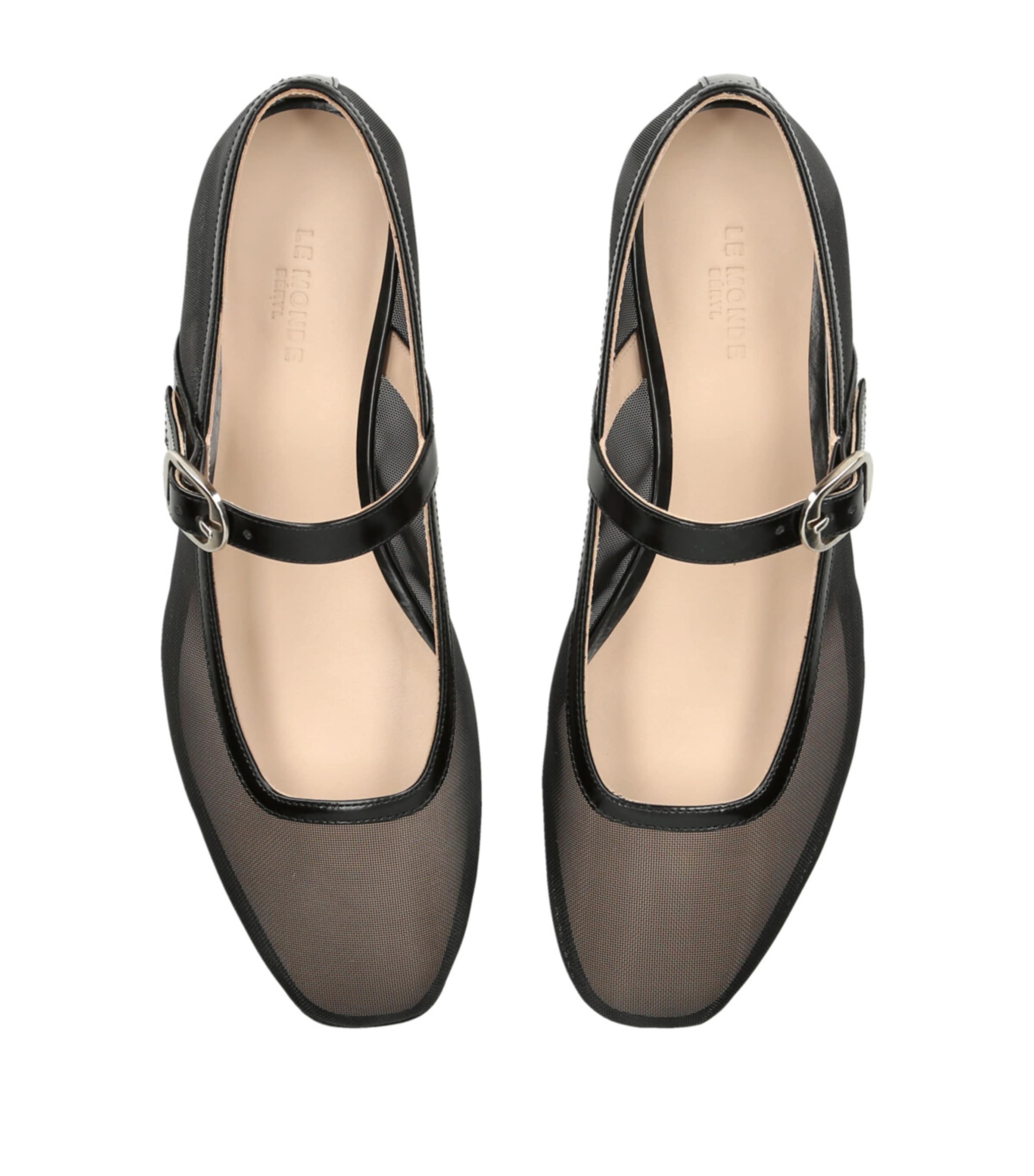 Mesh Mary Jane Ballet Flats BLACK Image 4