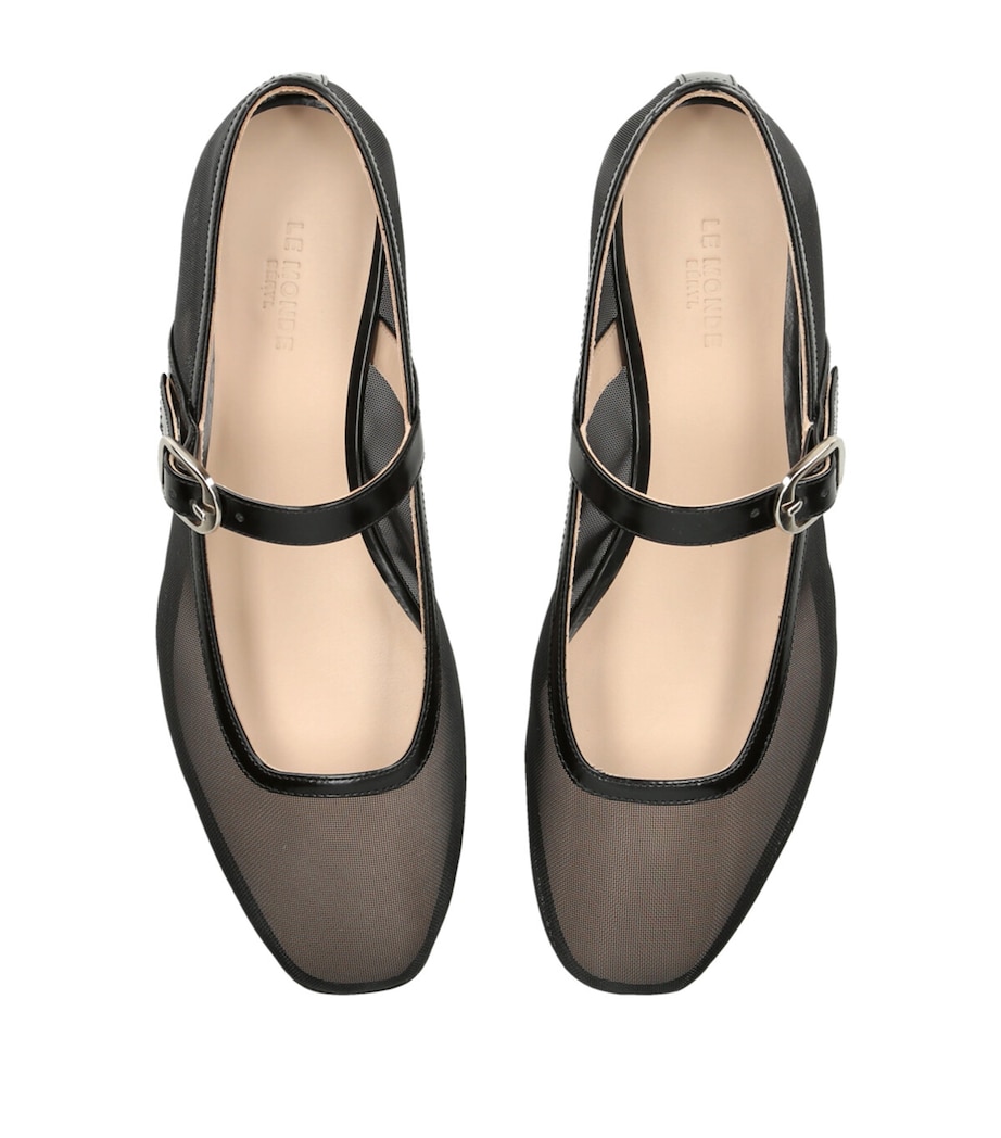 Mesh Mary Jane Ballet Flats BLACK Image 4