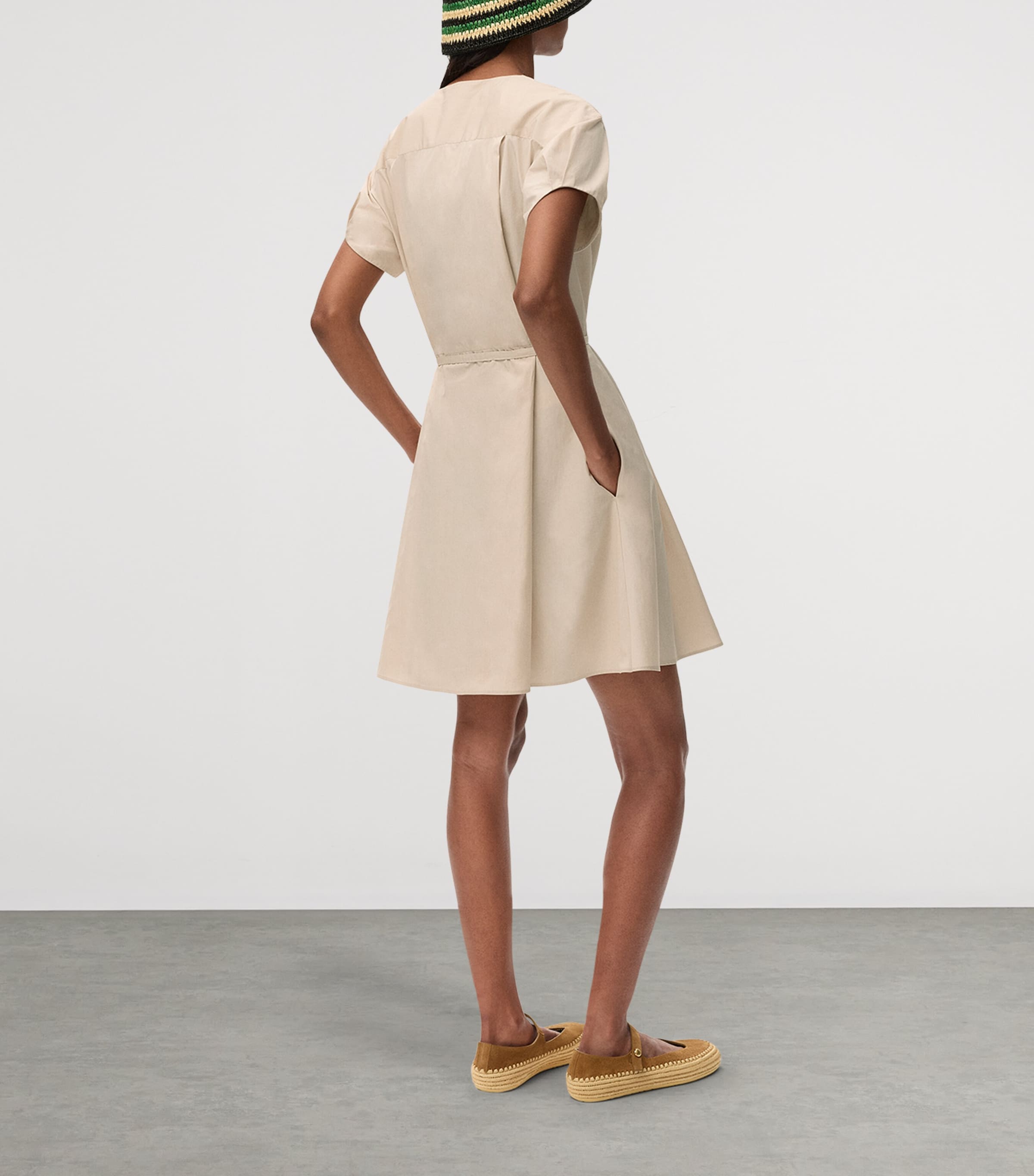 LOEWE Womens x Paula's Ibiza Cotton-Blend Anagram Shirt Dress Light Beige Image 3