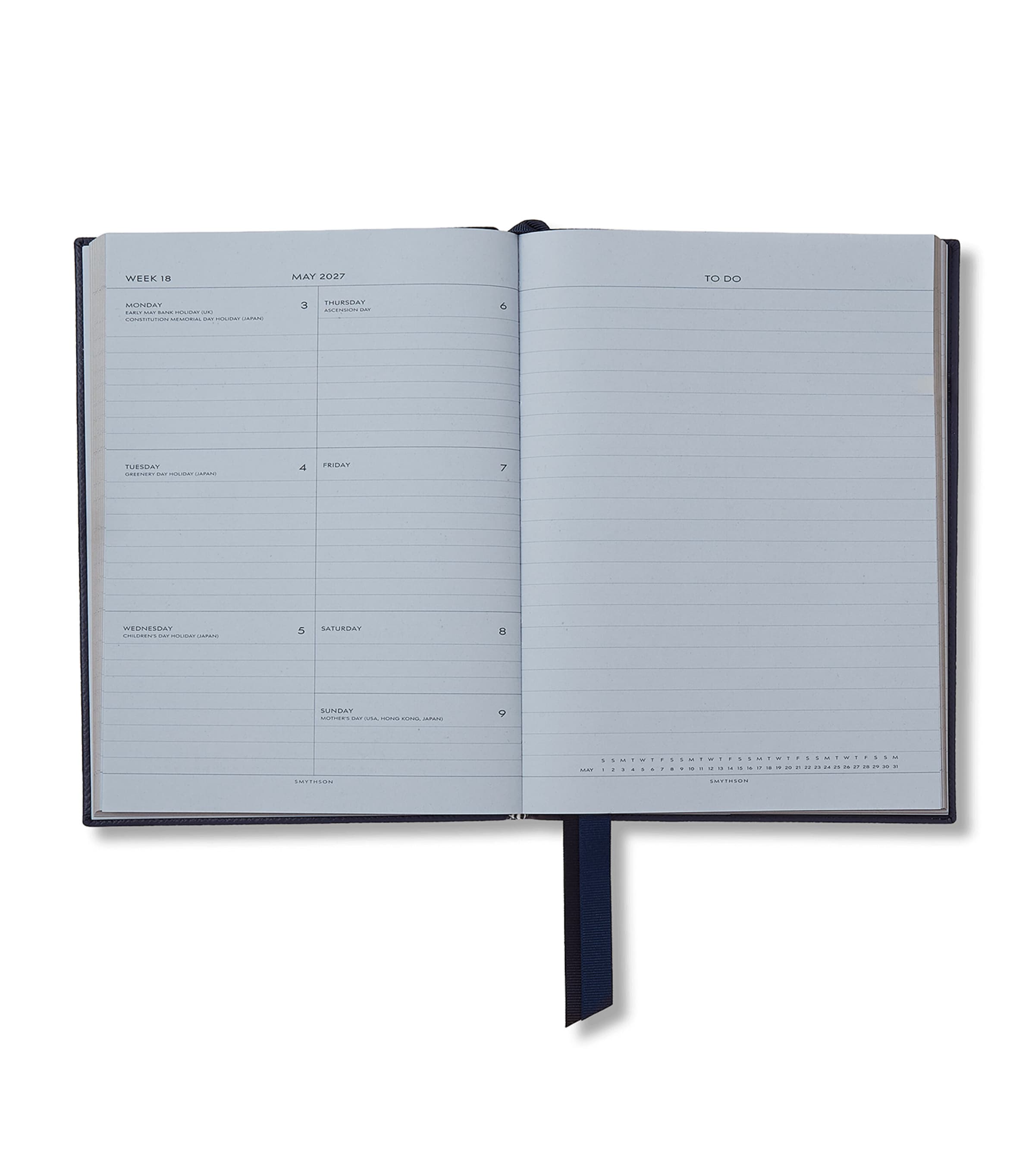 Smythson Leather Soho Weekly Diary 2026-2027 Navy Image 2
