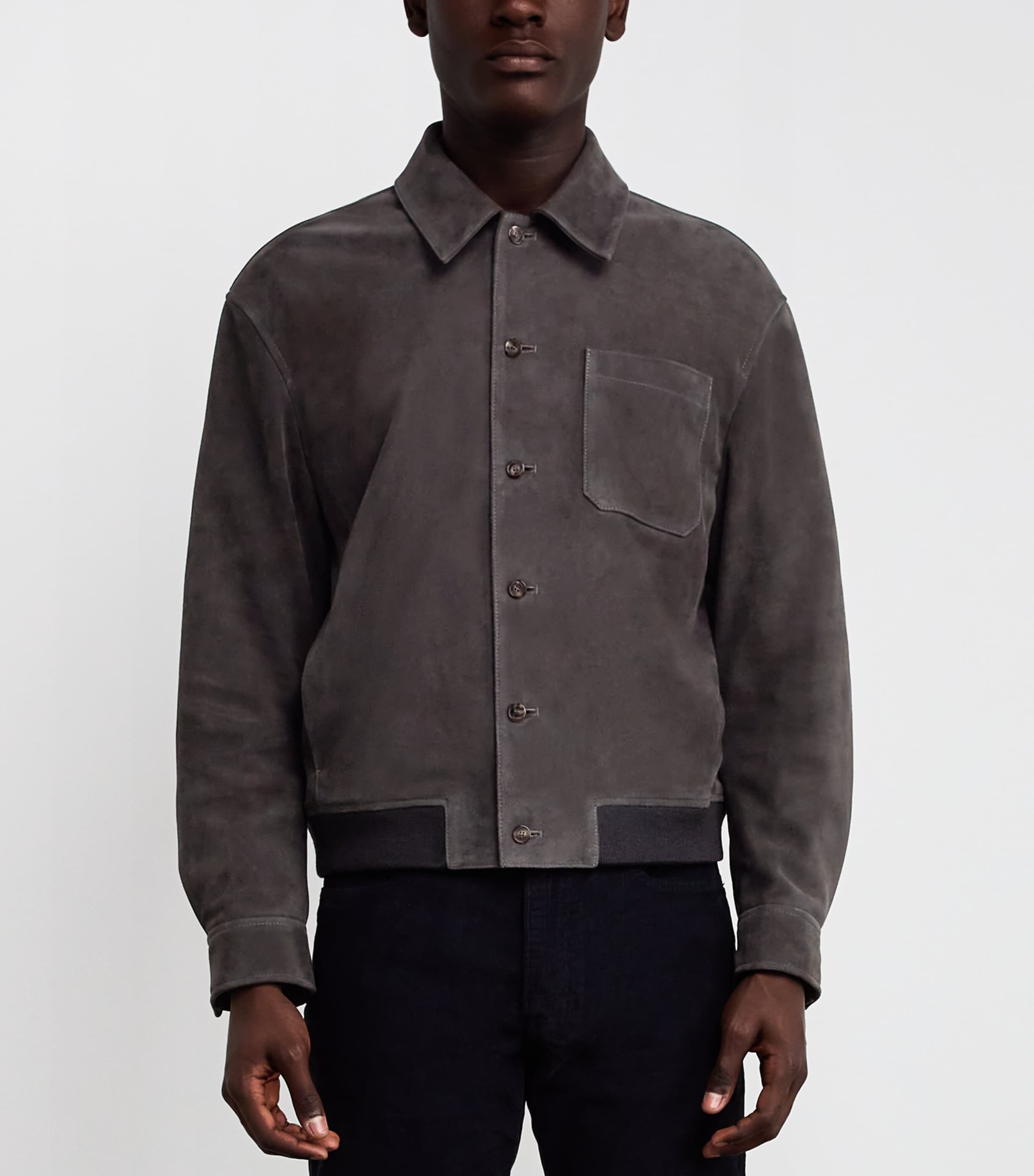 Suede Bomber Jacket OLBK Image 3