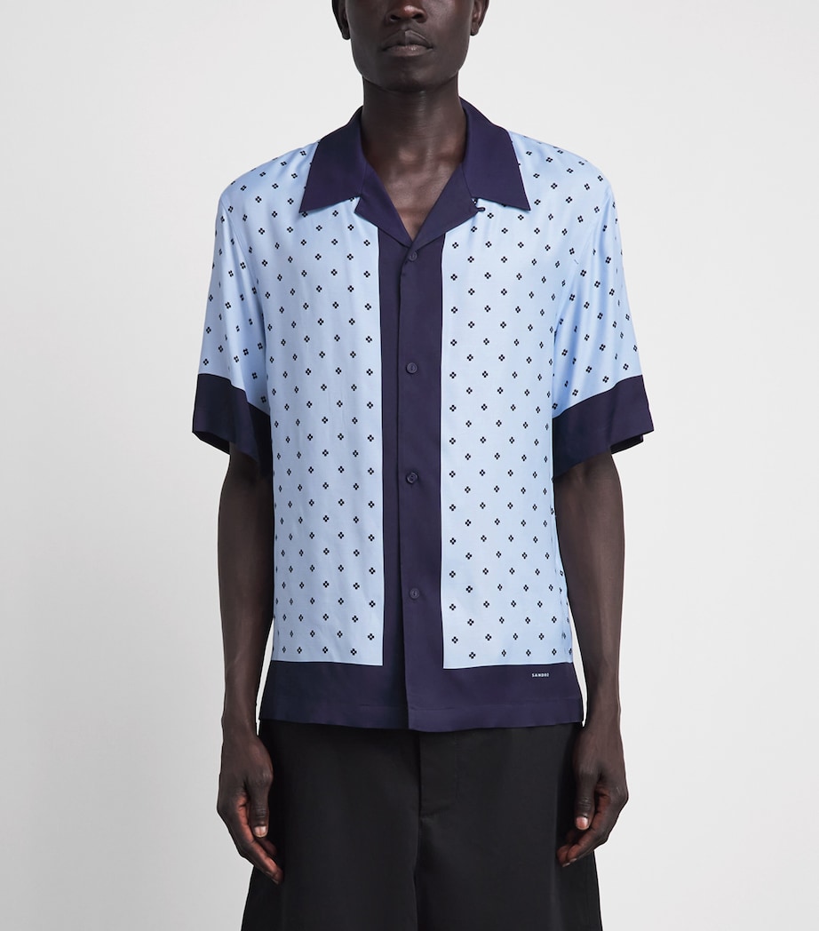 Sandro Paris Mens Micro-Cross Print Shirt Sky Blue Image 4