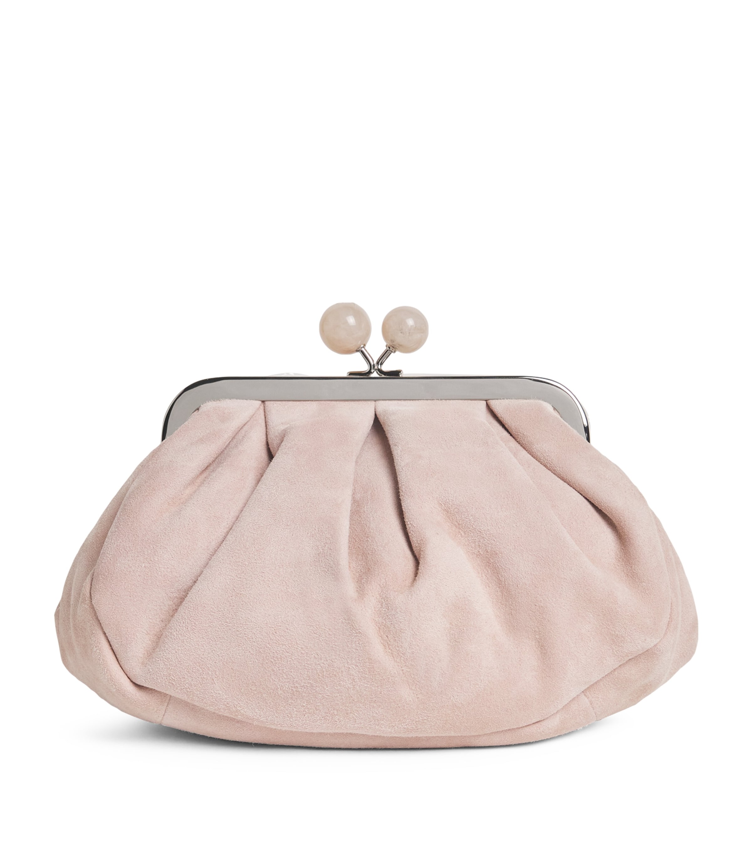 Weekend Max Mara Small Suede Pasticcino Clutch Bag In Pink