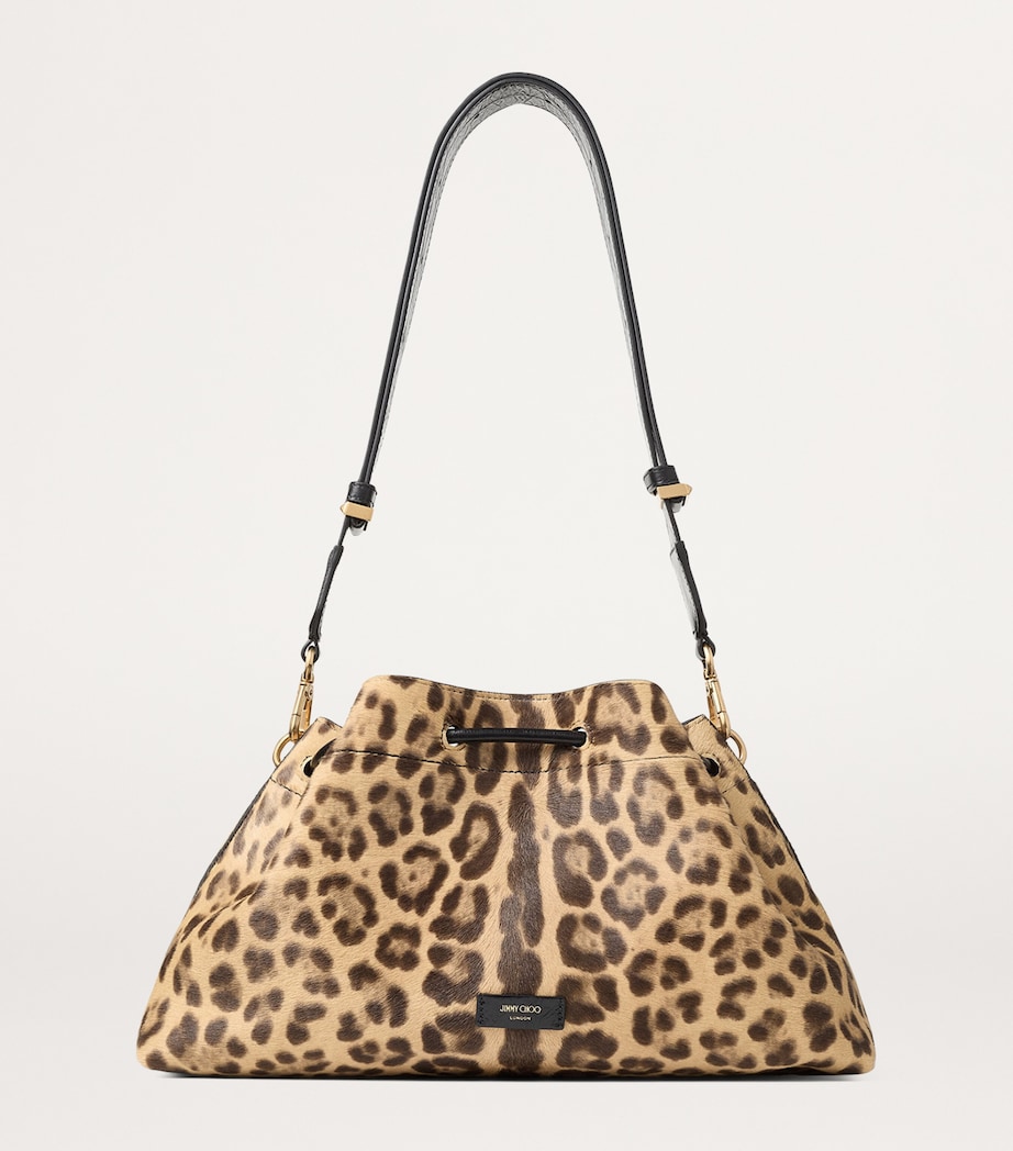 Medium Cinch Leopard Print Bucket Bag NATURAL/GOLD Image 4