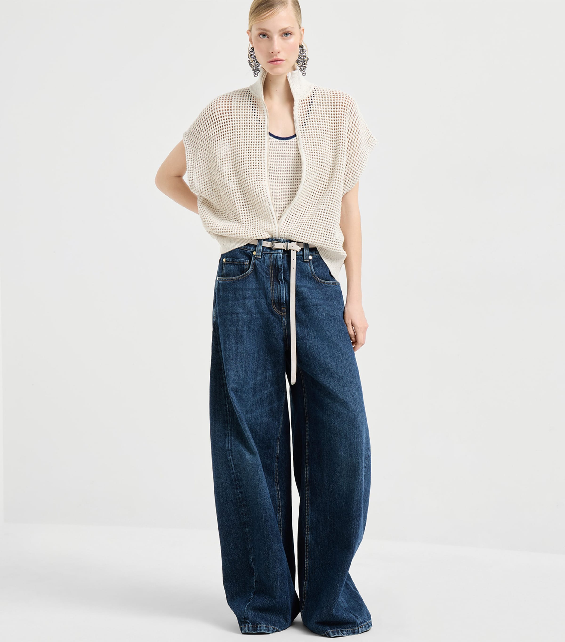 Brunello Cucinelli Womens Cotton-Blend Short-Sleeve Cardigan Image 4