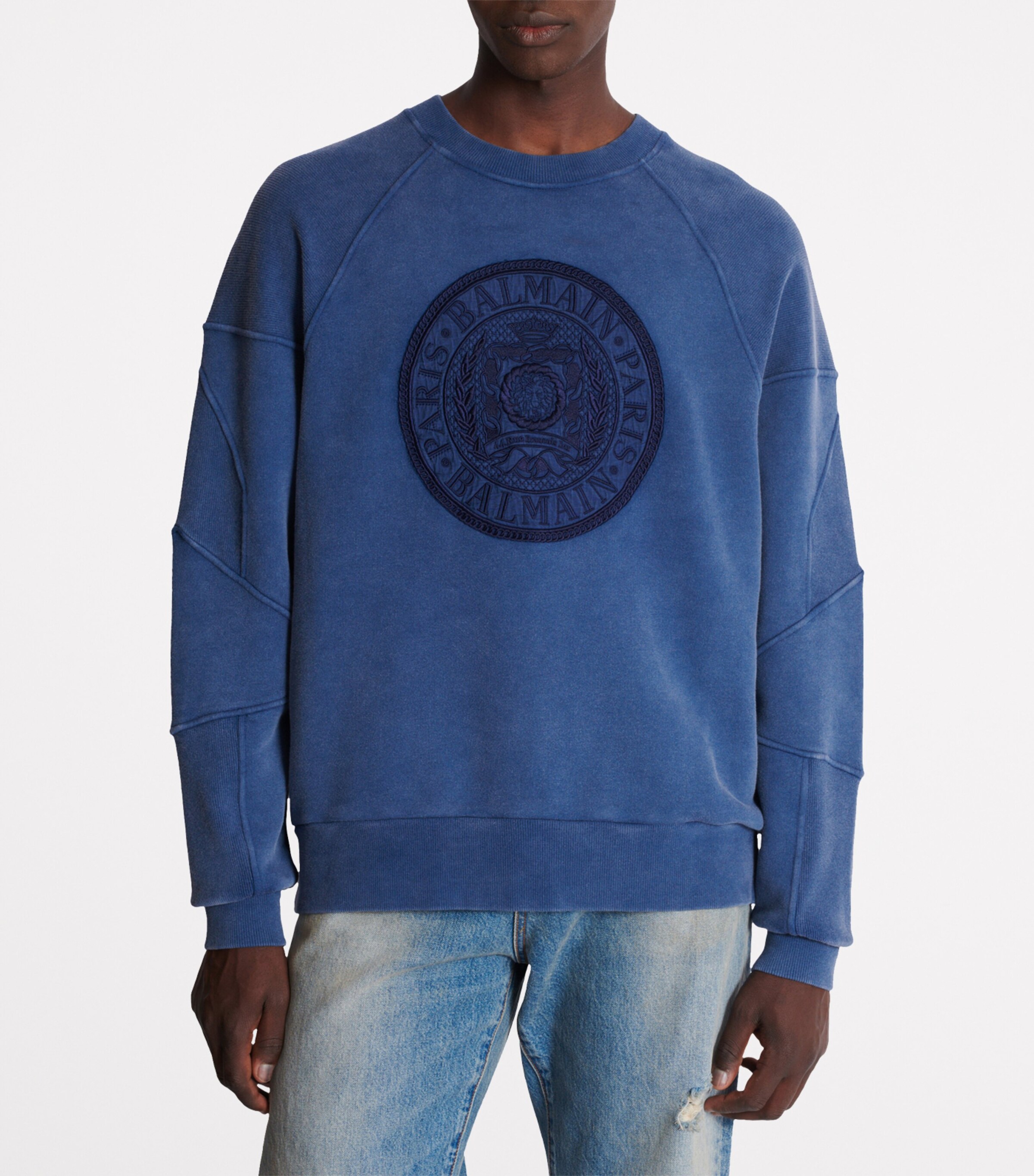 Cotton Embroidered Sweatshirt 6CX BLEU Image 6