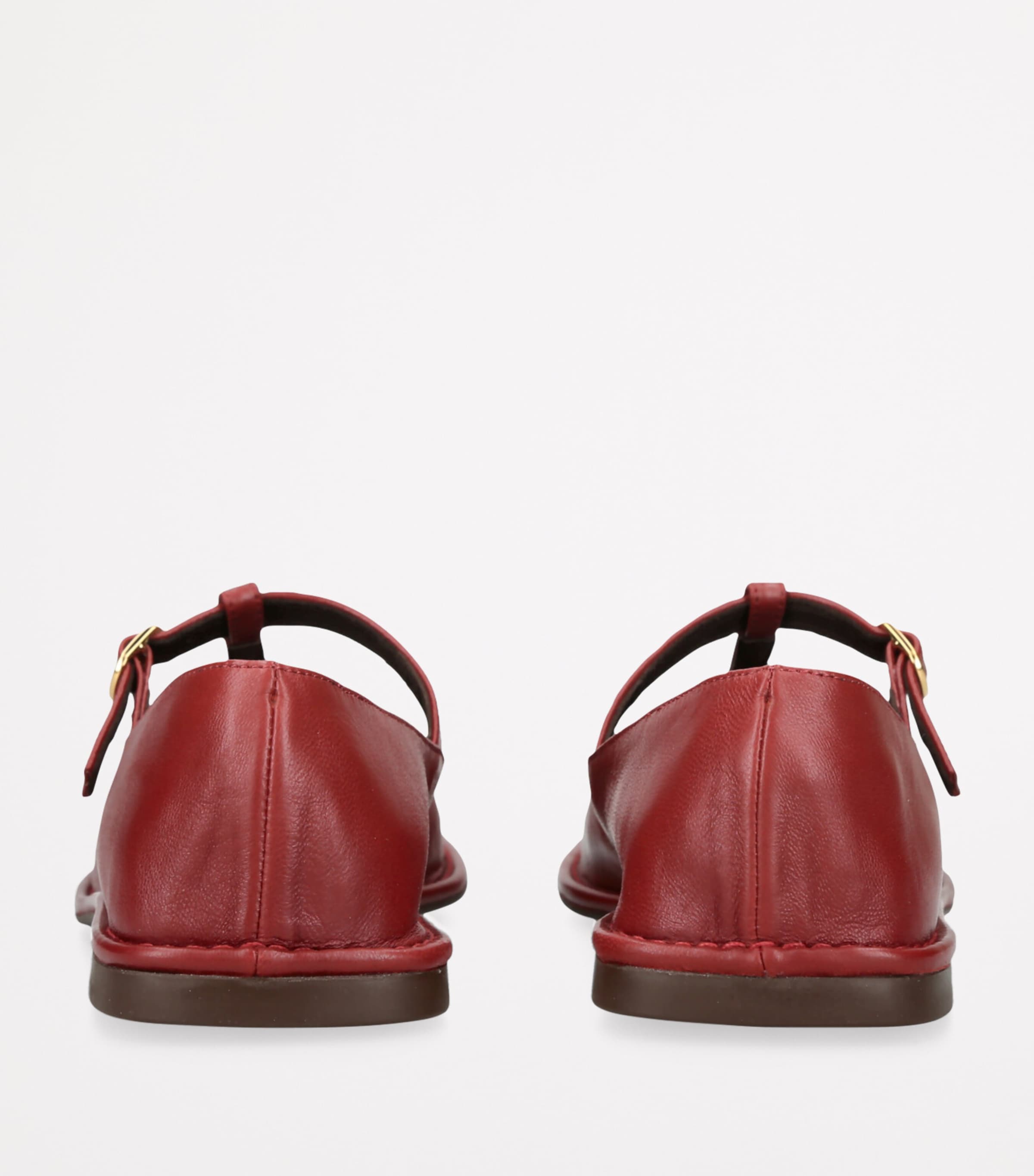 Square T-Strap Leather Flats RUST Image 2