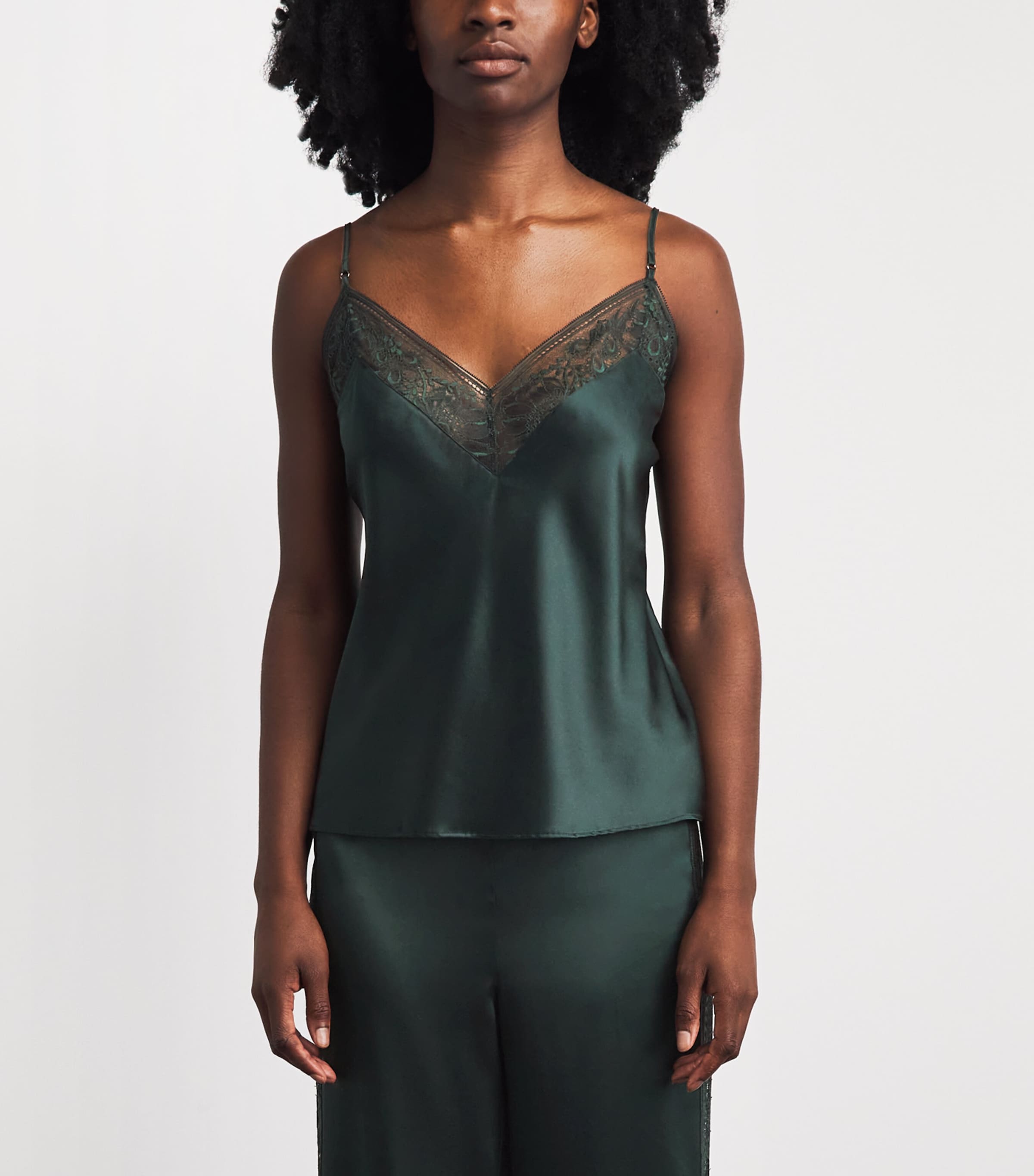 Aubade Womens Silk-Blend Midnight Whisper Camisole Mysterious Green Image 4