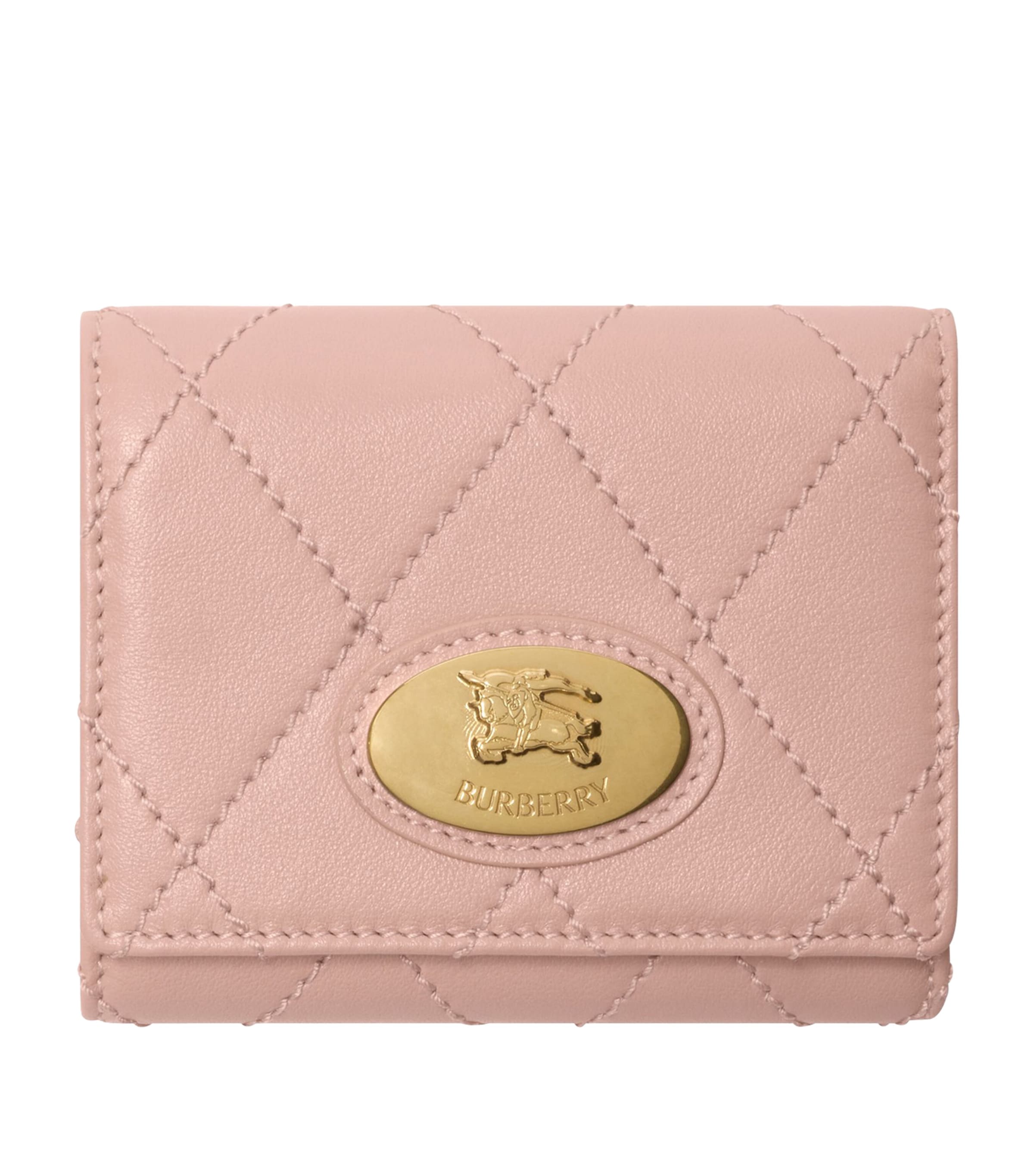 Burberry Leather Quilted Wallet In Pink
