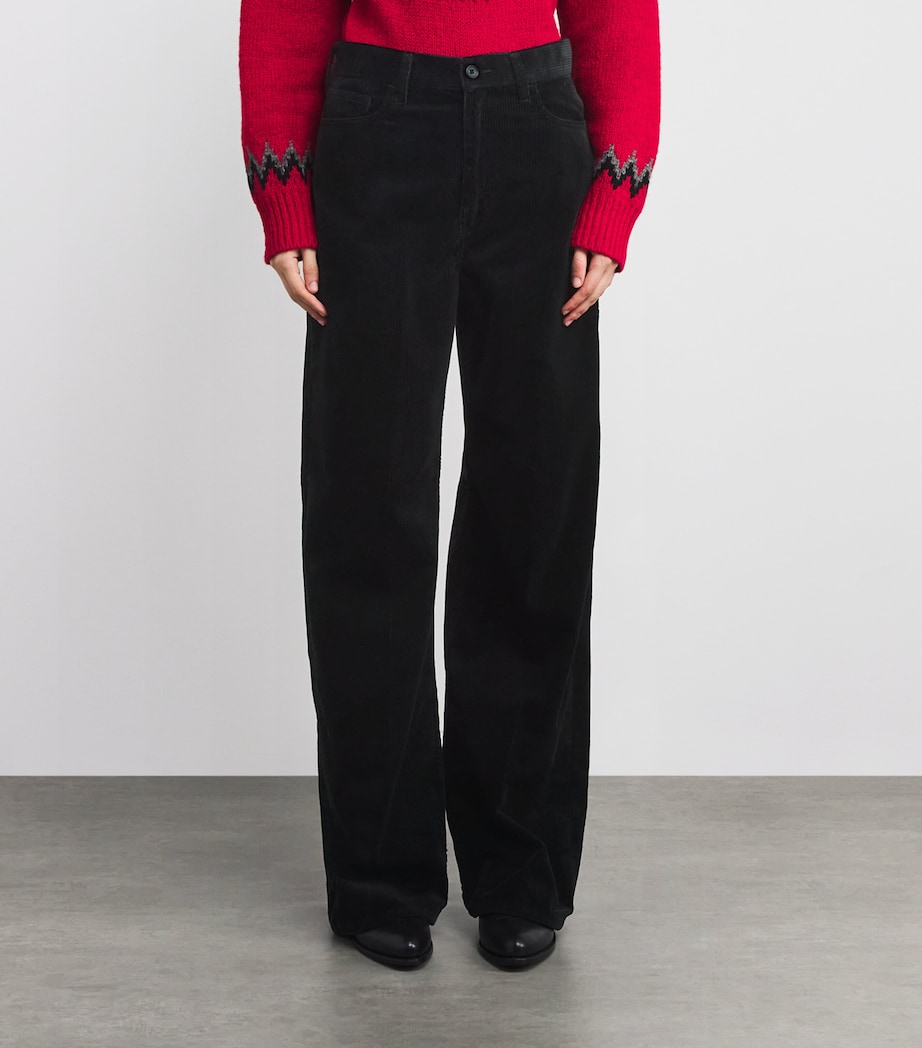 Cotton Corduroy Wide-Leg Trousers POLO BLACK Image 3