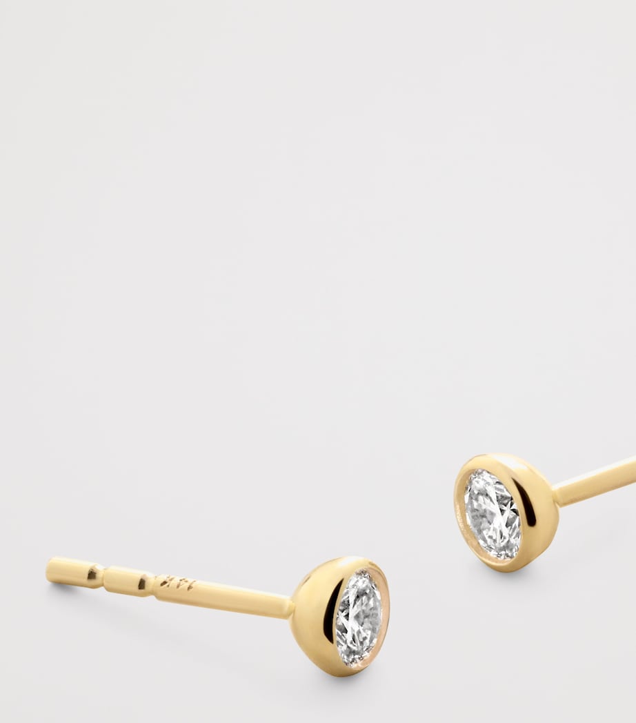 Monica Vinader Yellow Gold and Diamond Essentials Stud Earrings Solid Gold Image 2