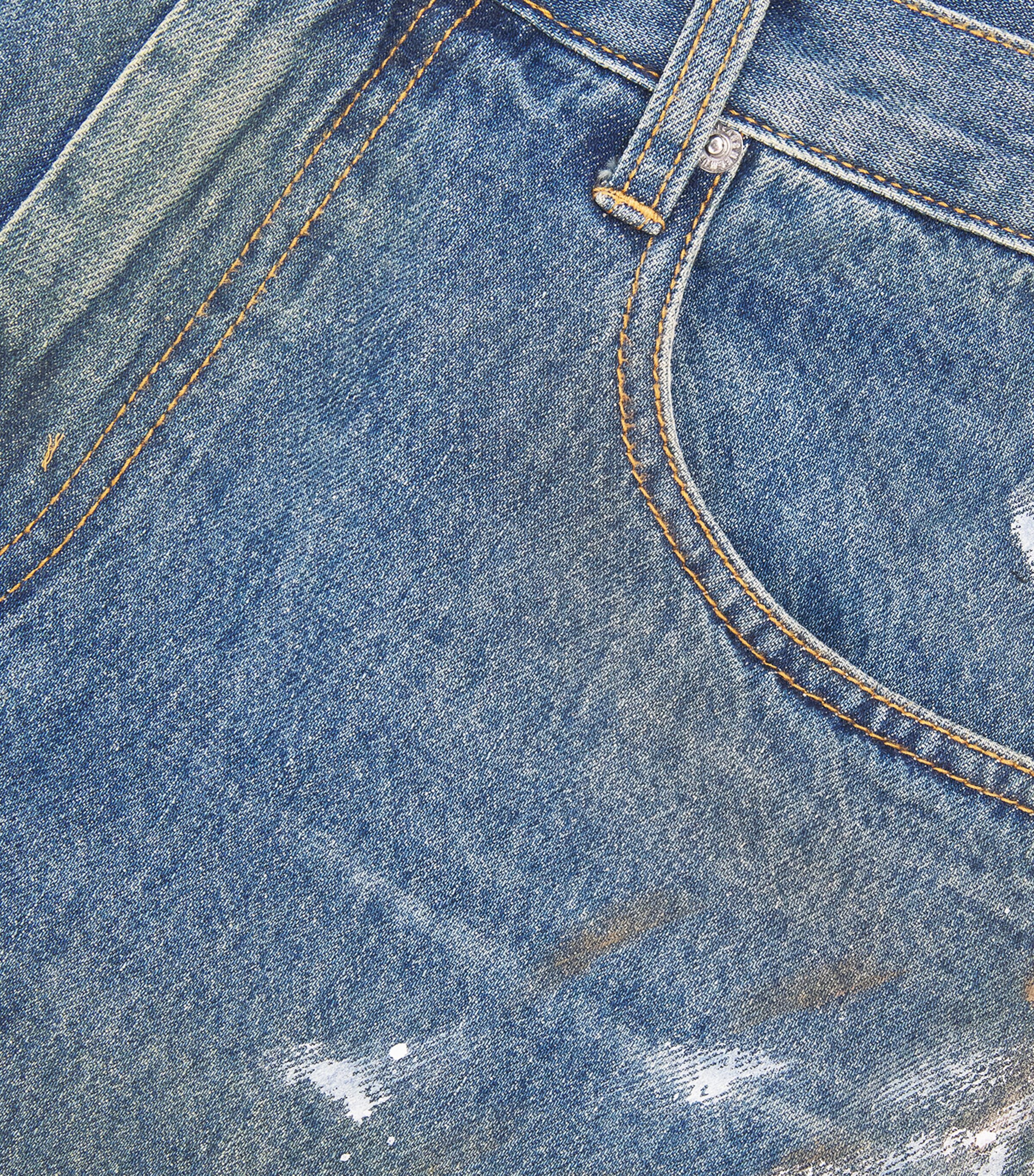 Helmut Lang Mens Ankle Snap Painted Jeans Mid Indigo Image 5