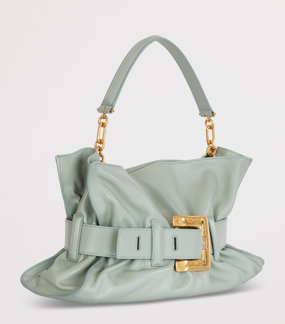 Balmain Medium Leather Anthem Shoulder Bag Faded Green Image 4