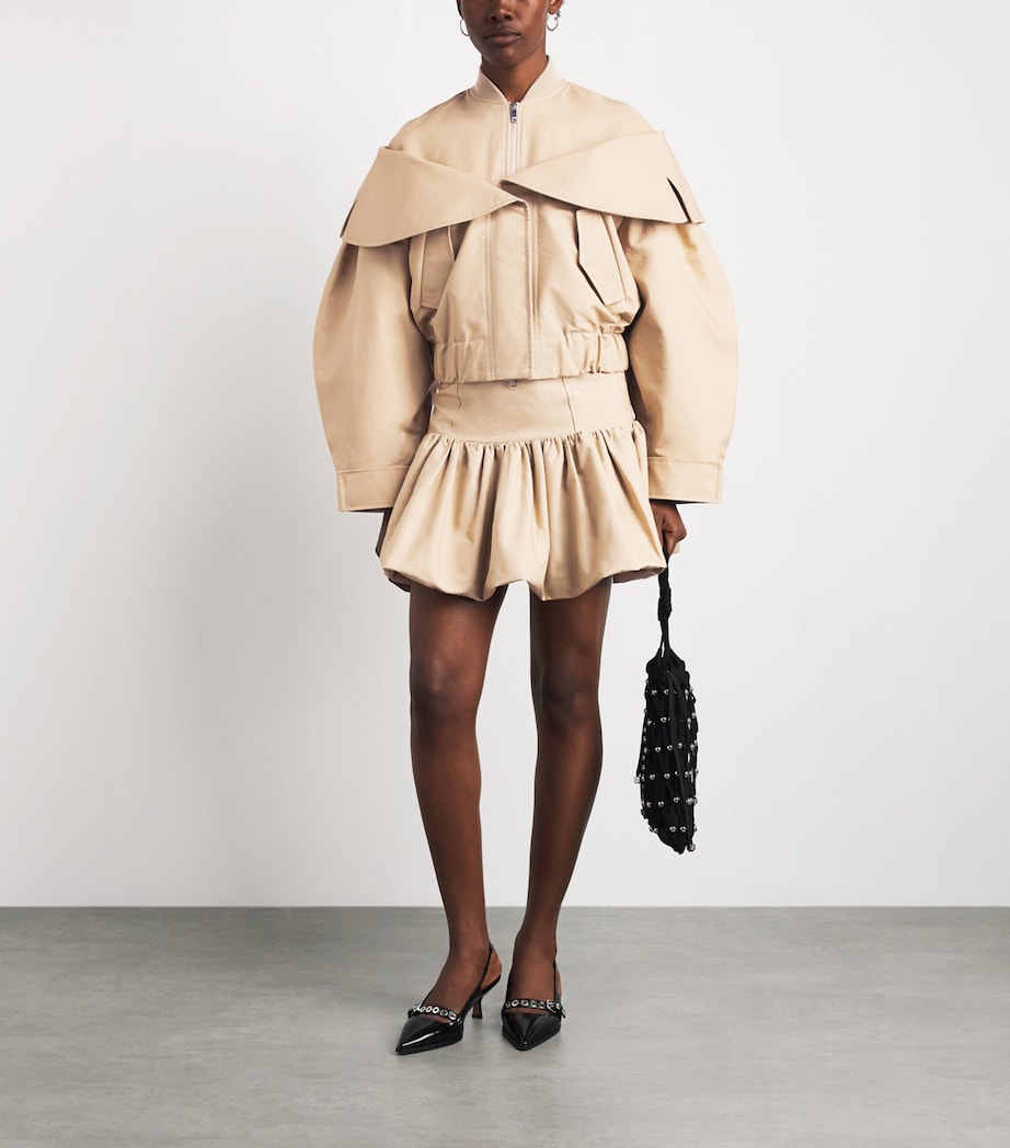 GANNI Organic Cotton Bubble Mini Skirt Zzr Warm Sand Image 2