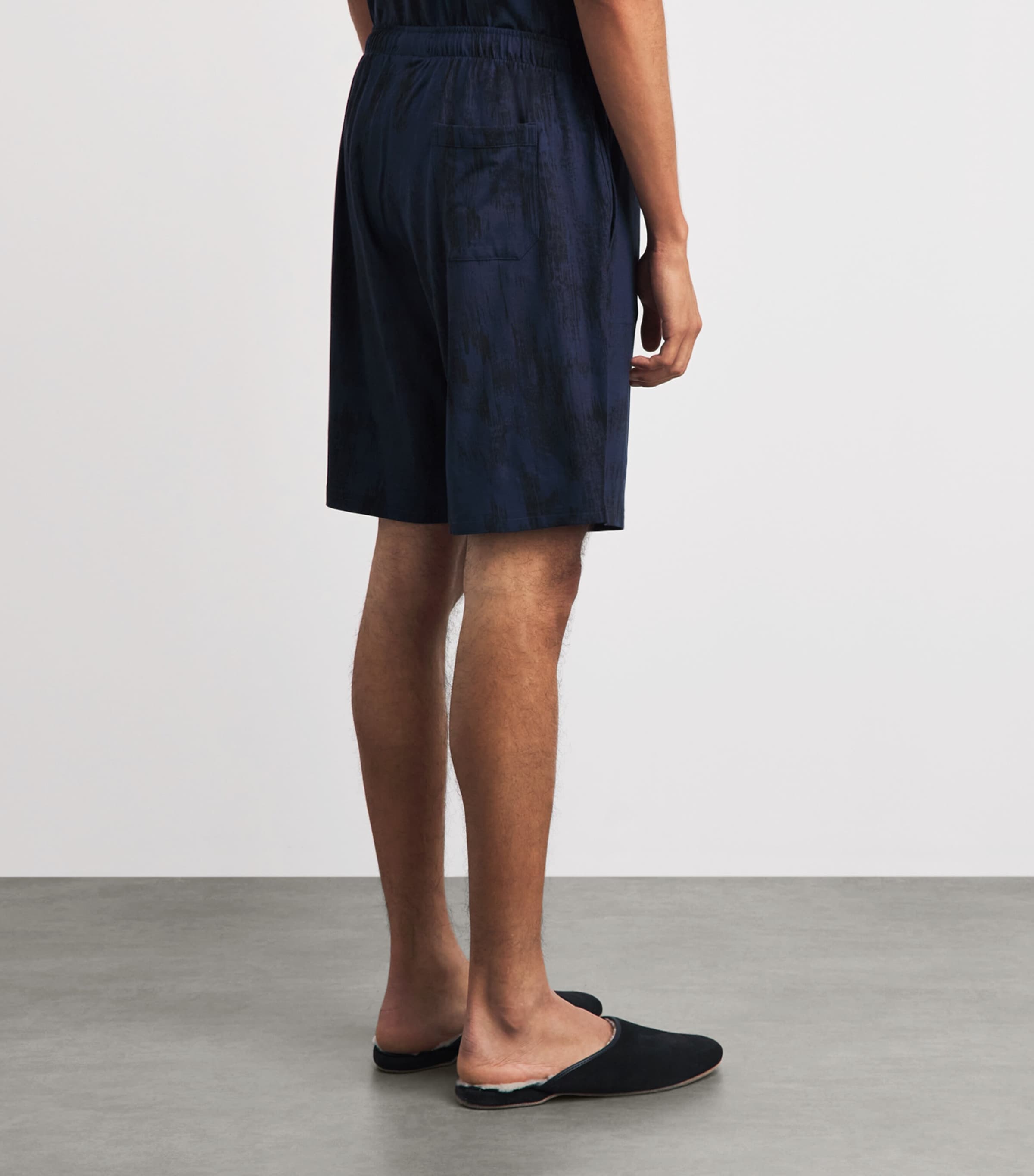 Derek Rose Mens Printed London Lounge Shorts Nav Image 5