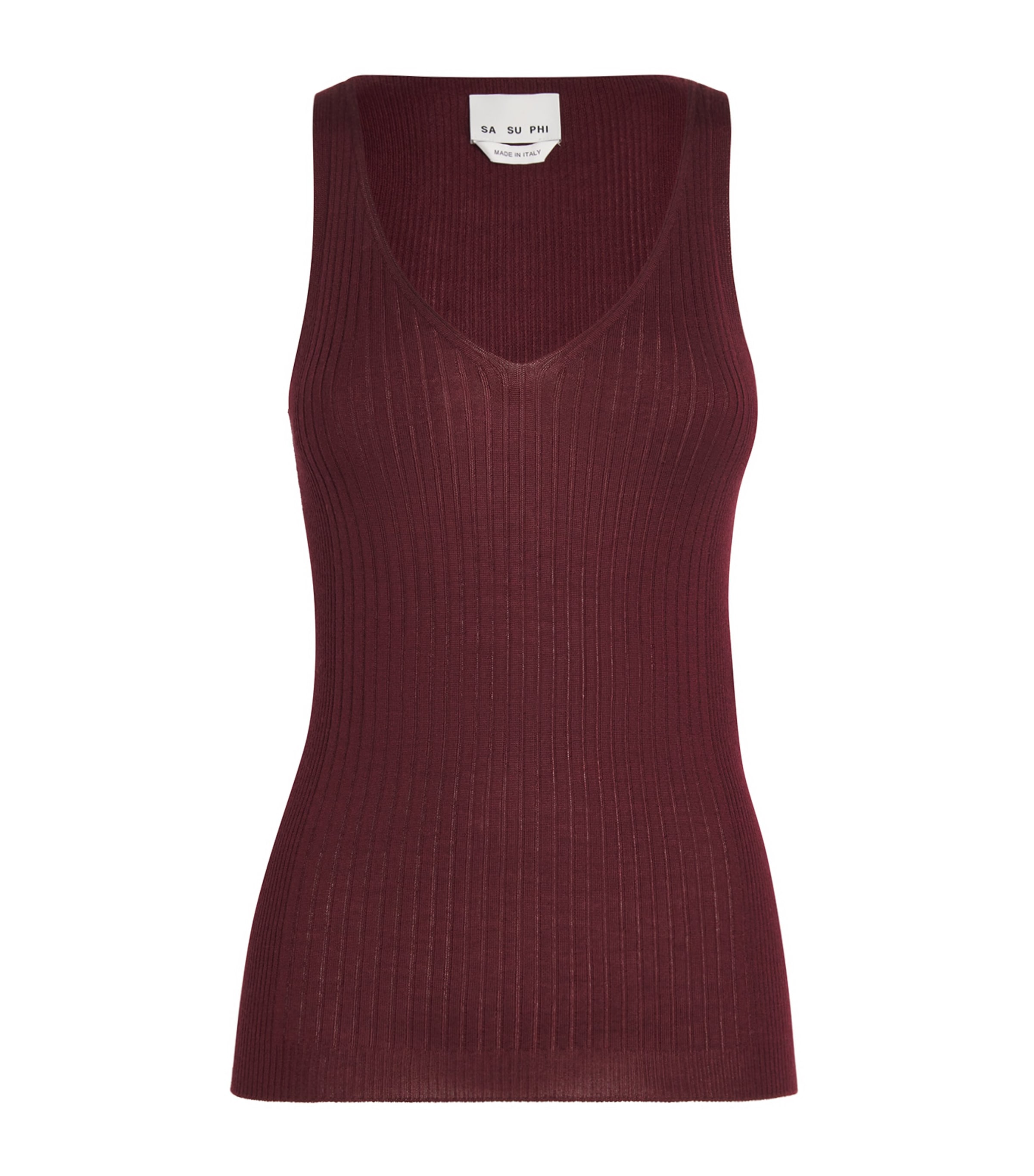 Sasuphi Cashmere-silk Ribbed Tank Top In Burgundy