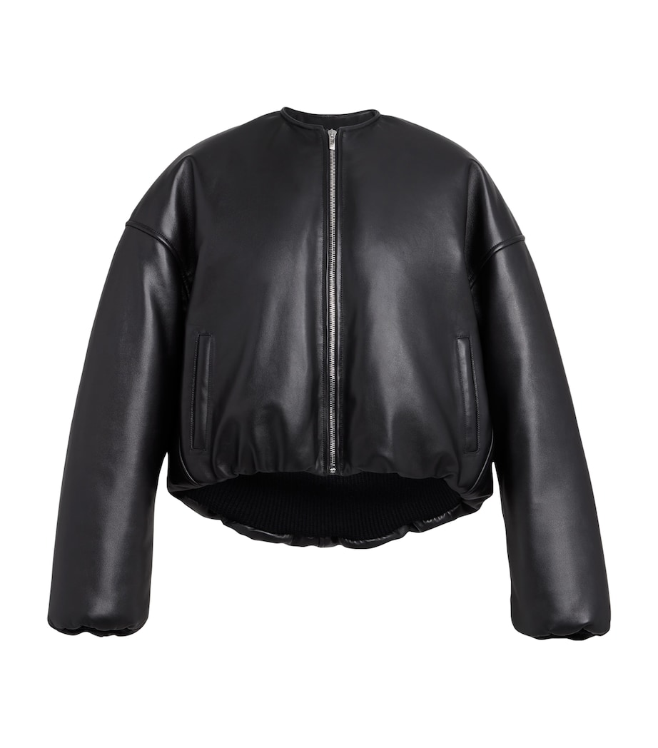 Leather Padded Bomber Jacket NOIR ALAIA Image 1