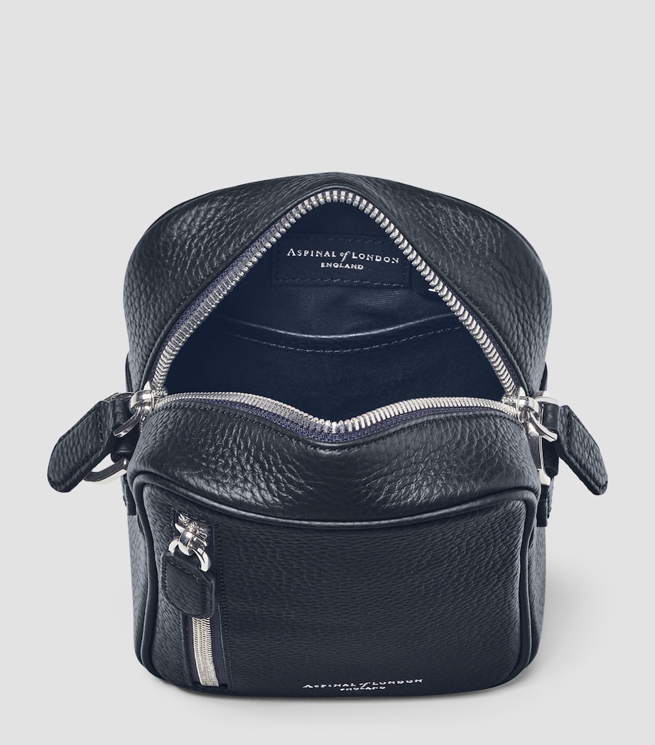 Leather Reporter North South Cross-Body Bag NAVY Image 6