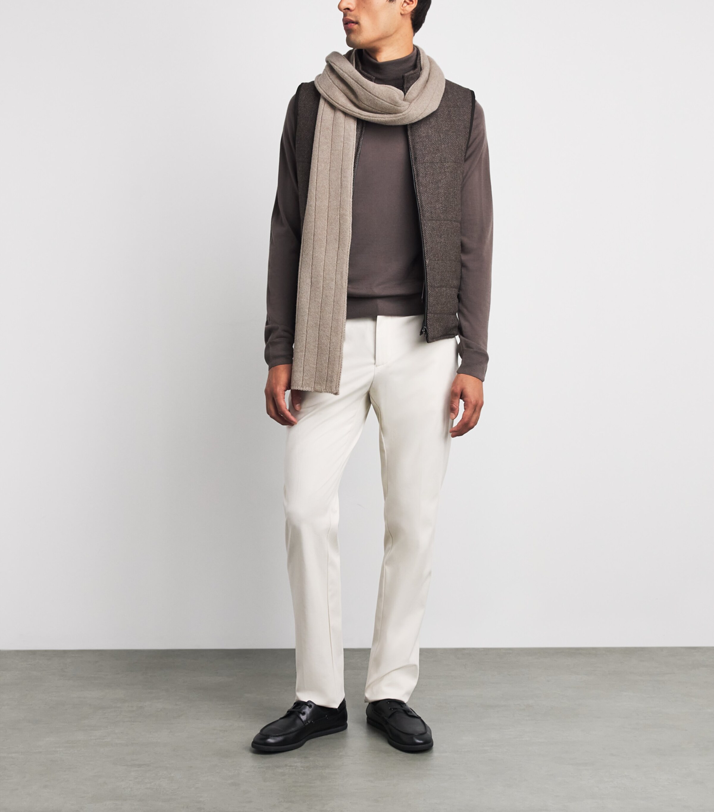 Paul & Shark Ribbed Scarf Sand Image 3