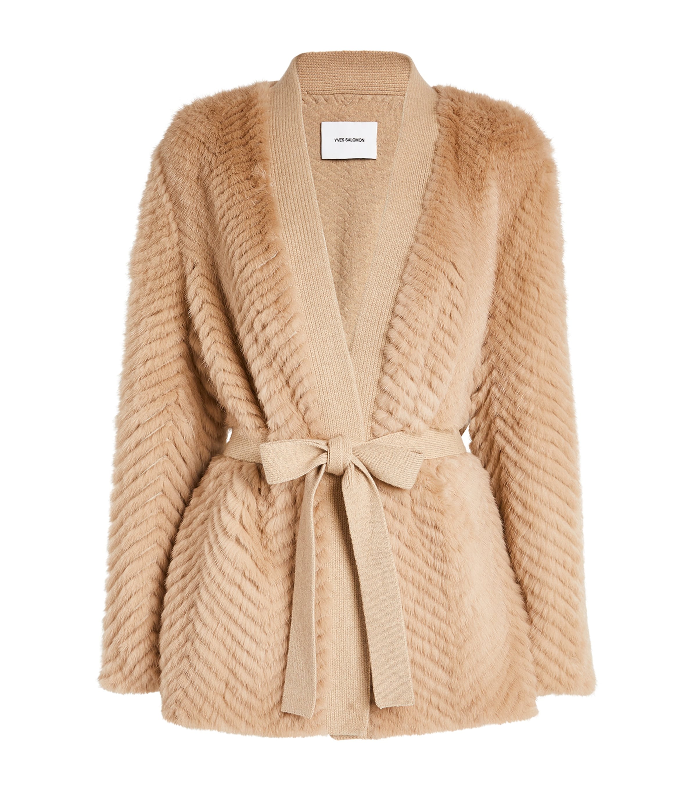Yves Salomon Mink-merino Belted Cardigan