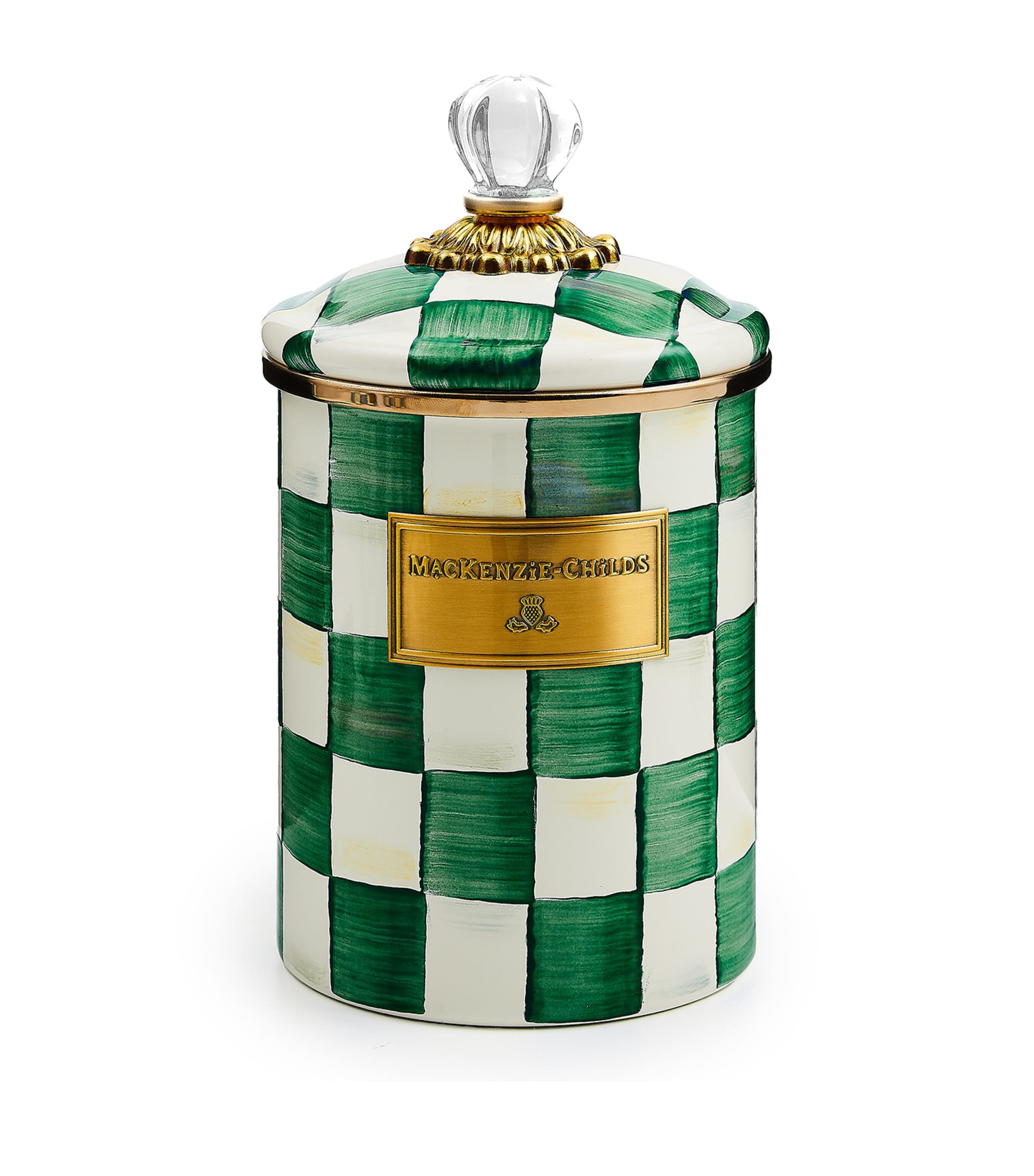 Mackenzie-childs Emerald Check Medium Cannister