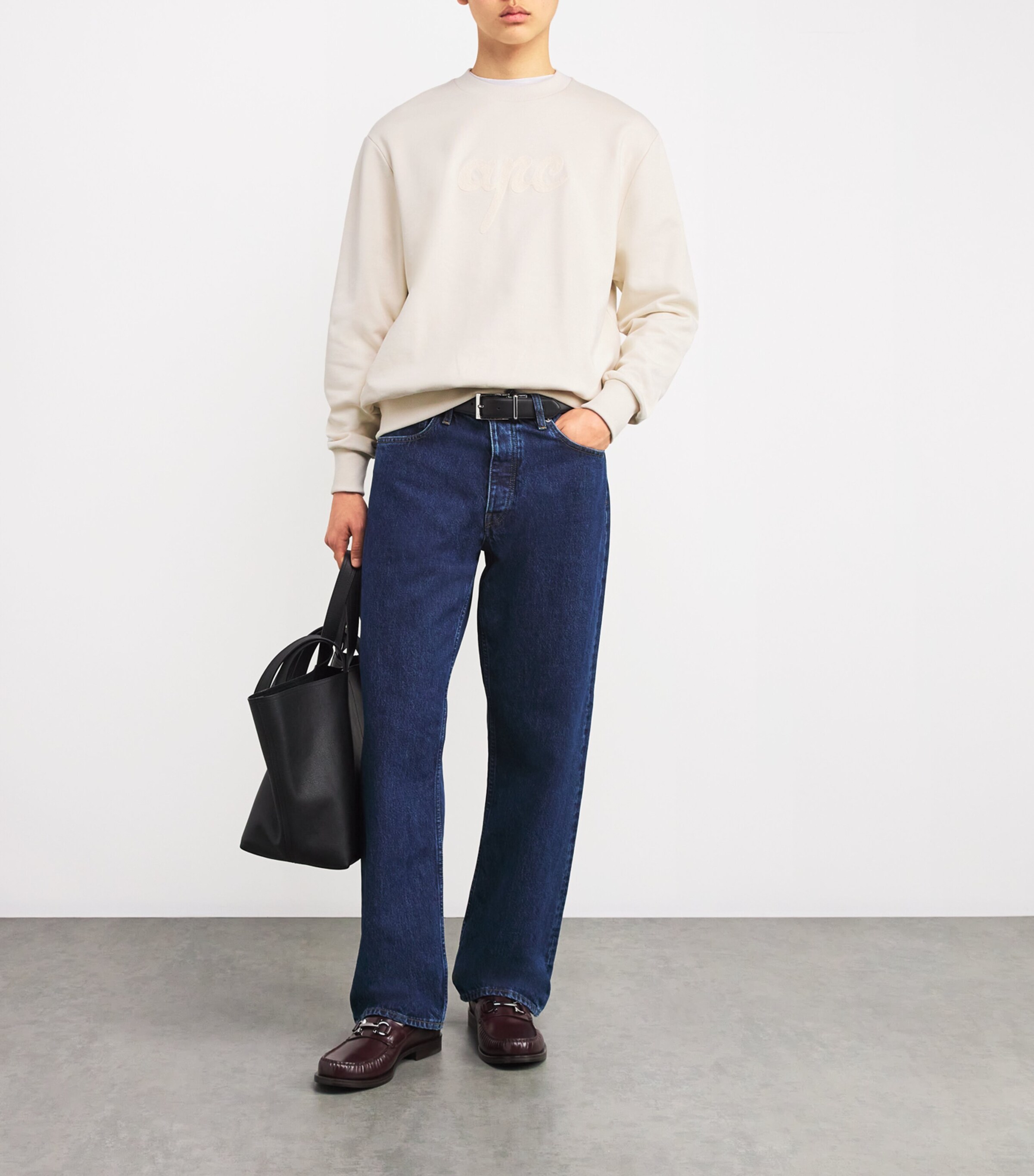 A.P.C. Mens Cotton Logo Sweatshirt Aae Mastic Image 2