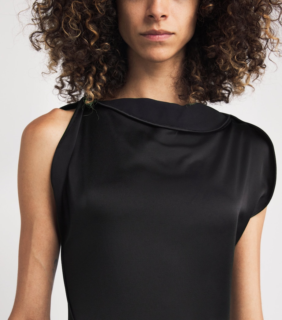 Satin Side-Split Gown 1 BLACK Image 6