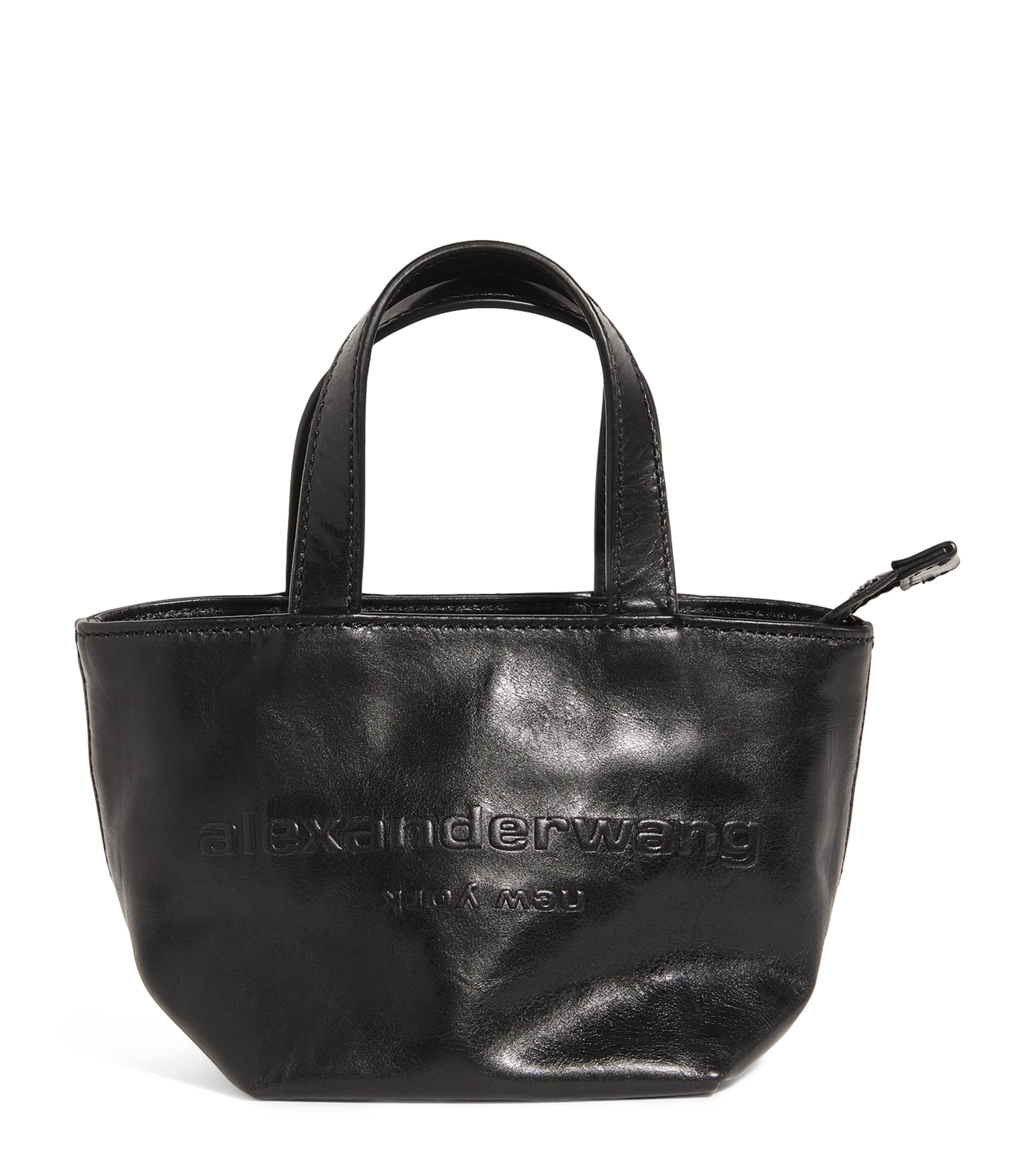 Shop Alexander Wang Mini Leather Punch Tote Bag In Black