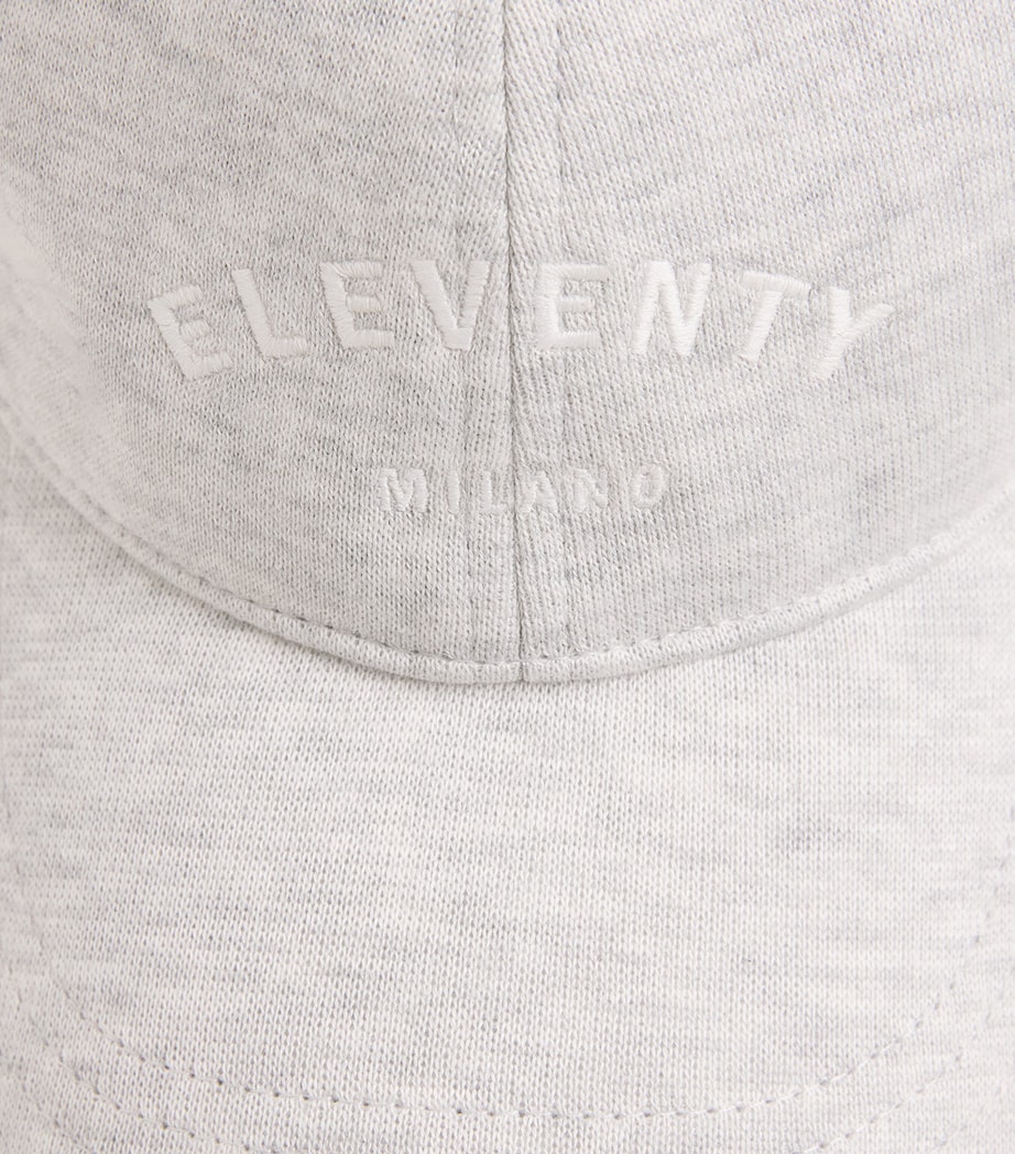 Eleventy Cotton Logo Baseball Cap Gr Chiaro, Bianco Image 4