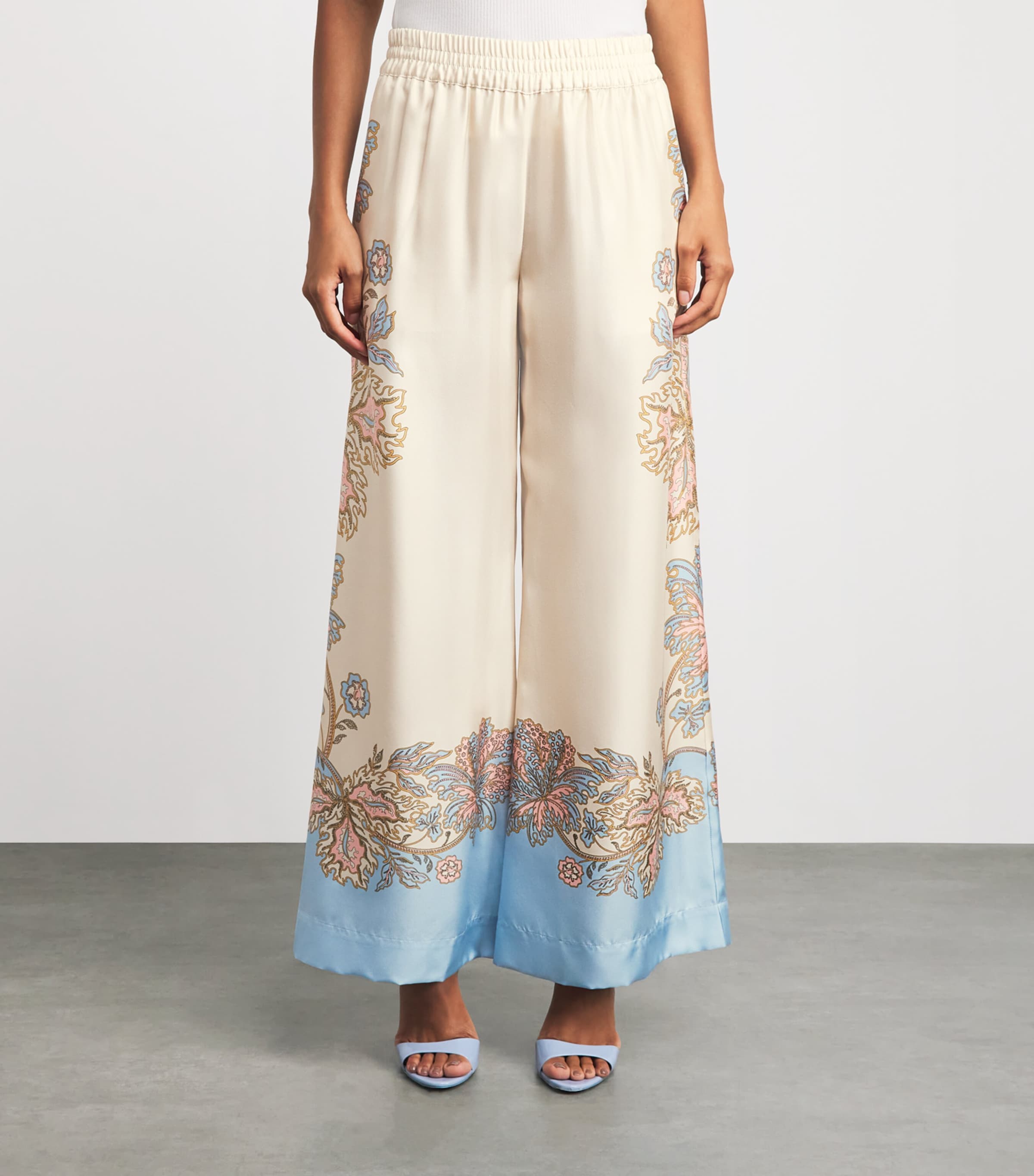 La Doublej Womens Silk Wide-Leg Palazzo Trousers Swathe Placée Image 3