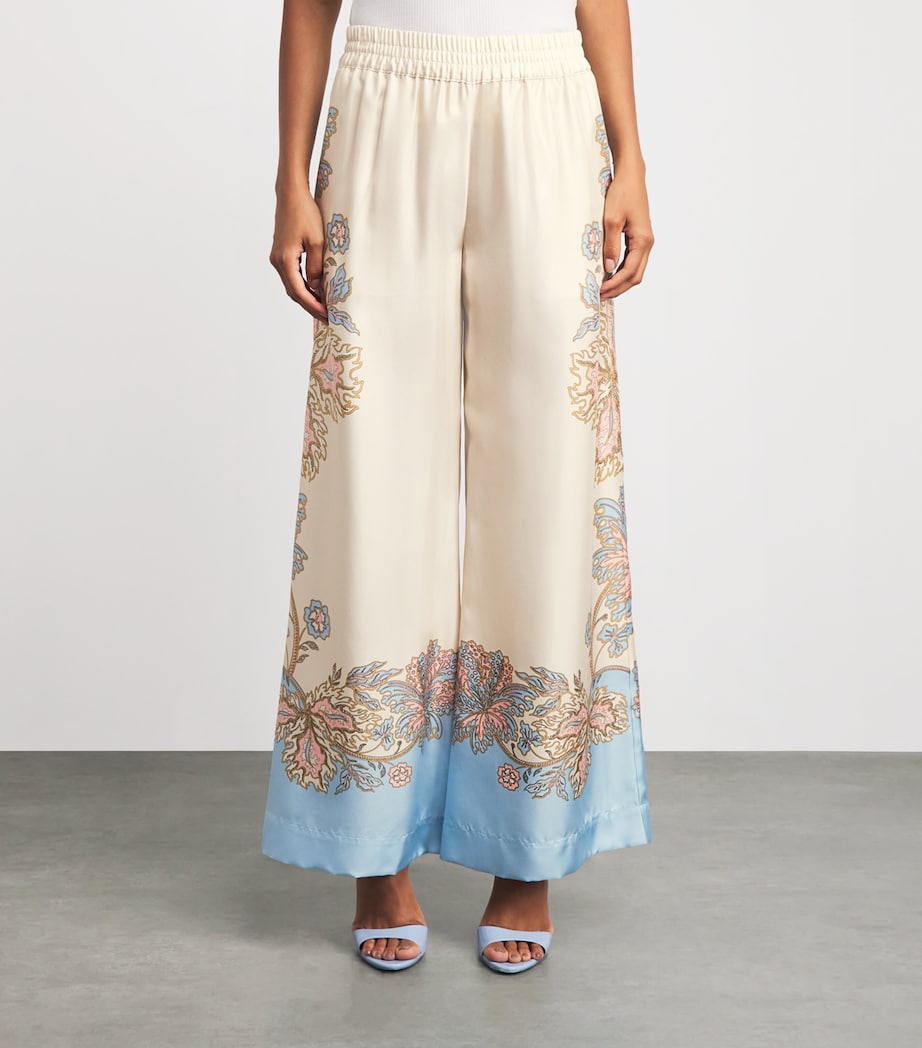 La Doublej Womens Silk Wide-Leg Palazzo Trousers Swathe Placée Image 3