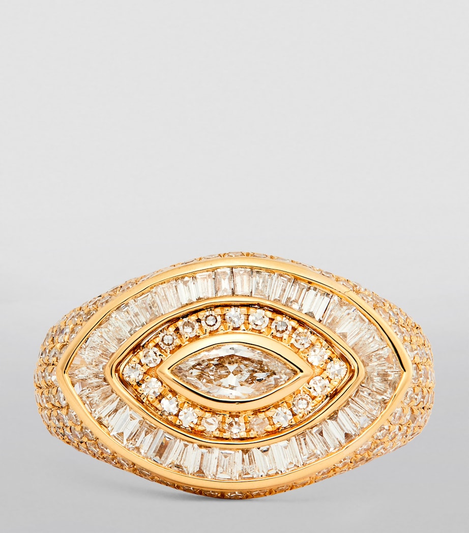 Yellow Gold and Diamond Evil Eye Pinky Ring YELLOW GOLD Image 3