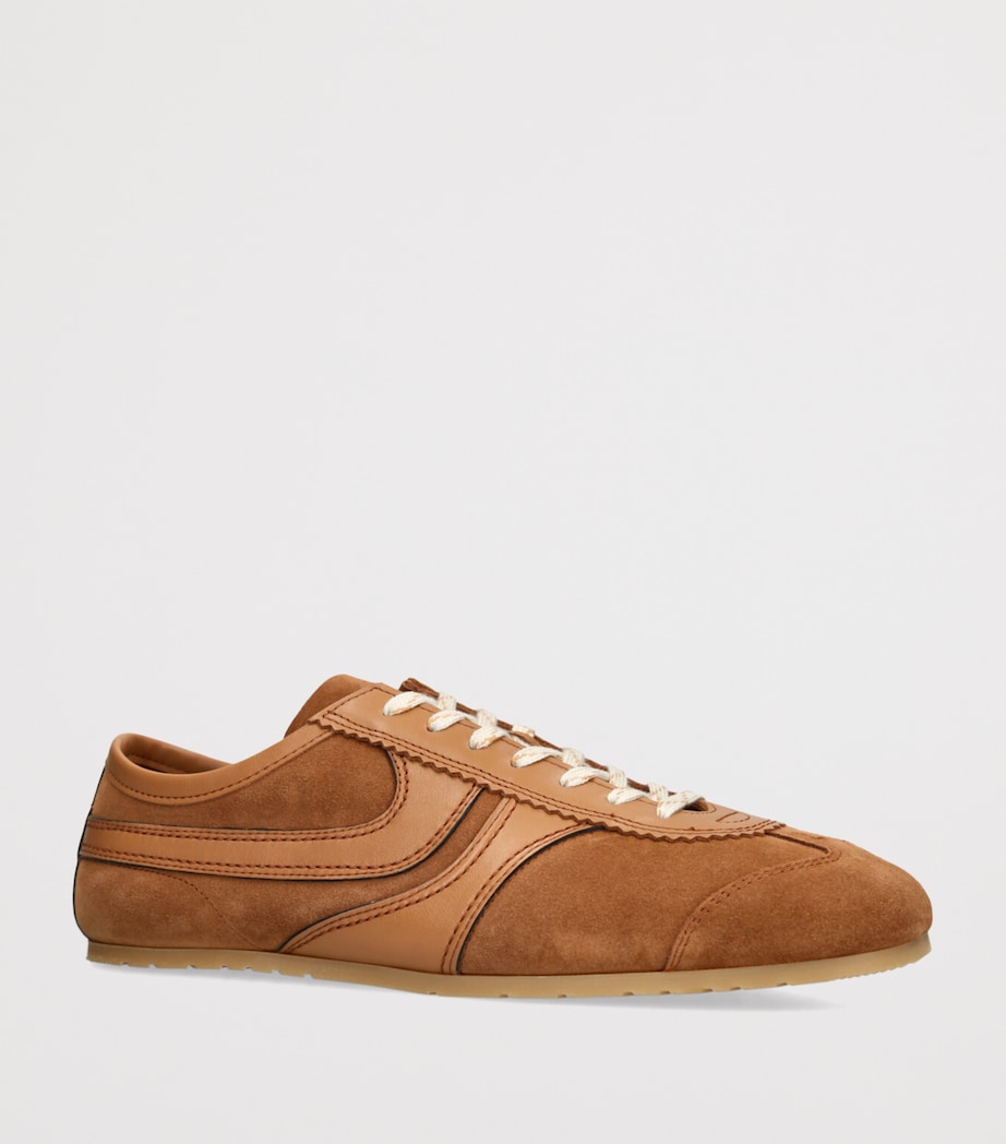 DRIES VAN NOTEN Suede Low-Top Sneakers Tan Image 3