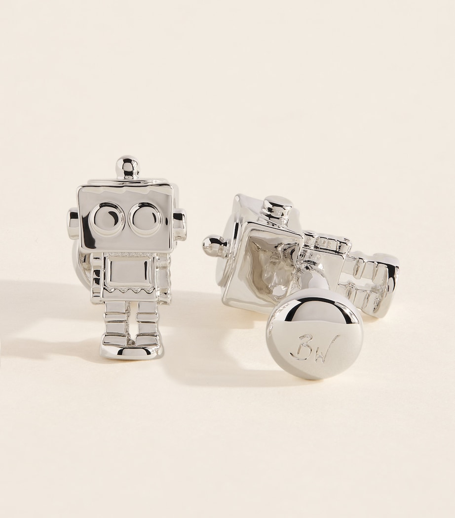 Babette Wasserman Rhodium-Plated Robot Cufflinks Rhodium Image 1