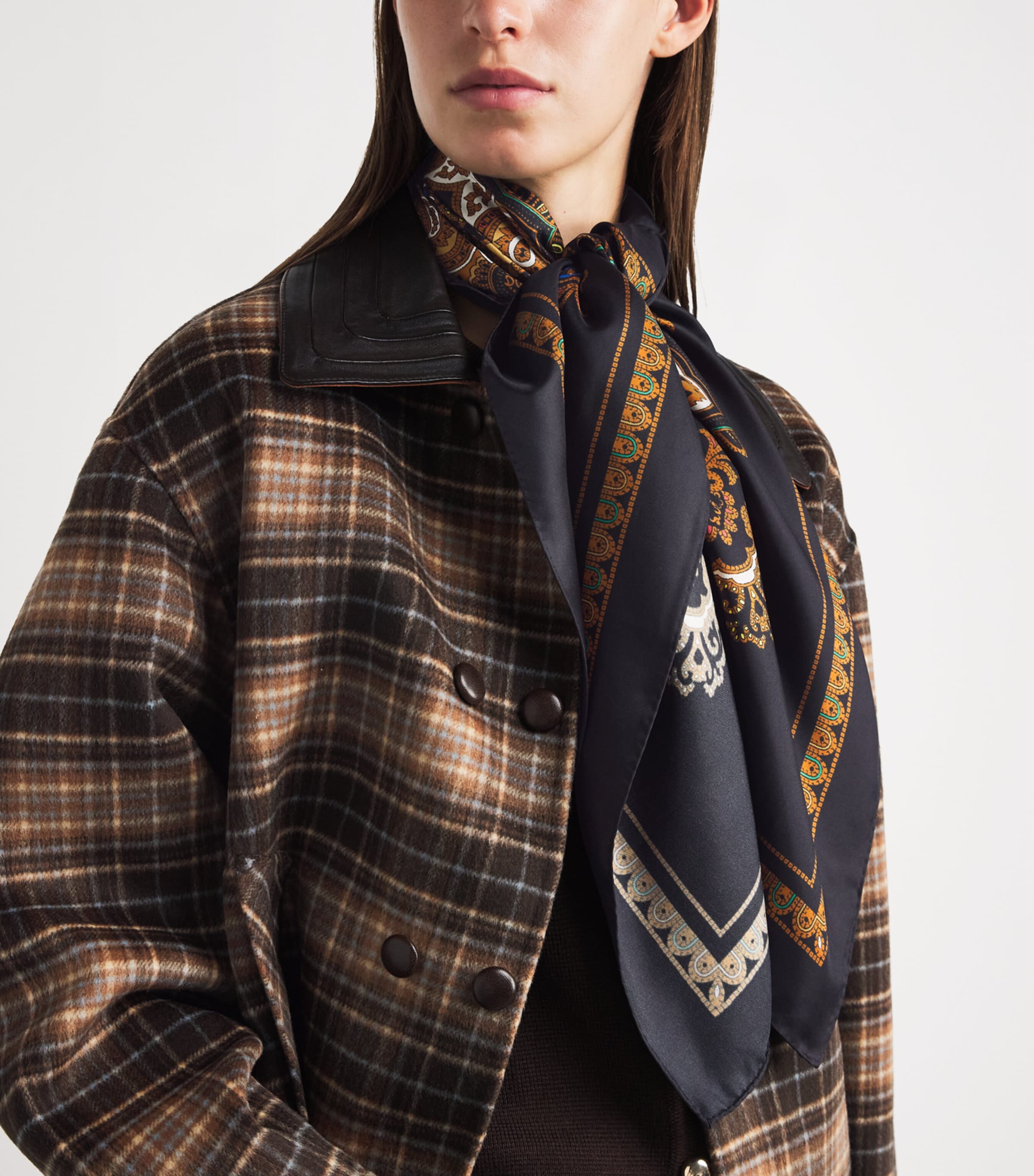 Sandro Paris Silk Printed Scarf Black / Ocher Image 2