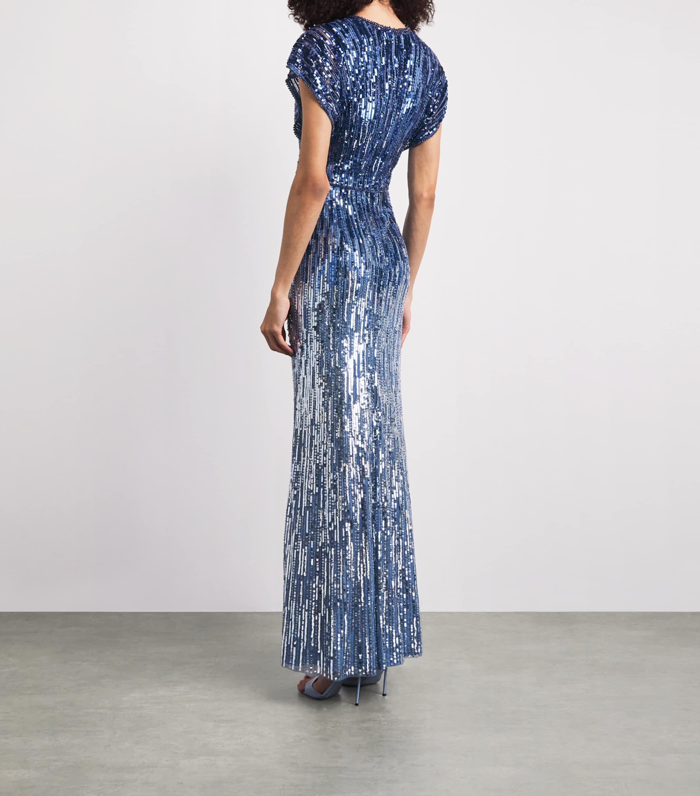 Jenny Packham Womens Sequinned Dusk Gown Denim Image 4