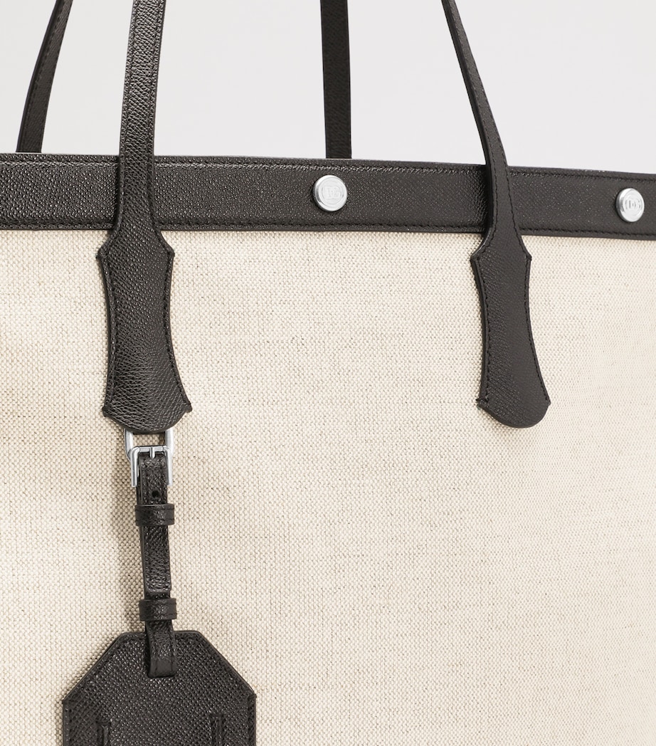 Canvas-Calfskin Tote Bag 8S469-IVORY/BLACK Image 5