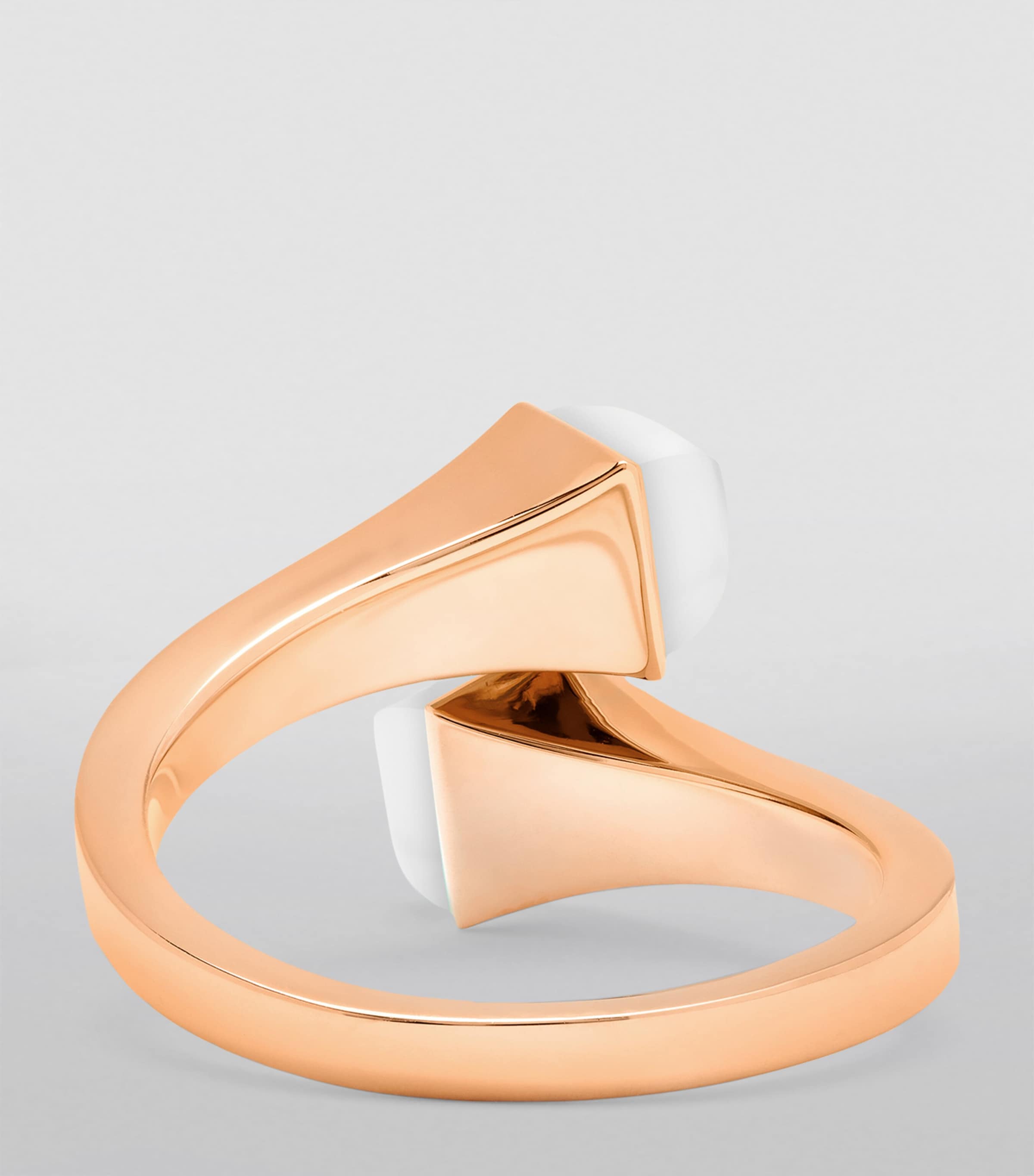 Midi Rose Gold, Diamond and White Agate Cleo Ring ROSE GOLD Image 3