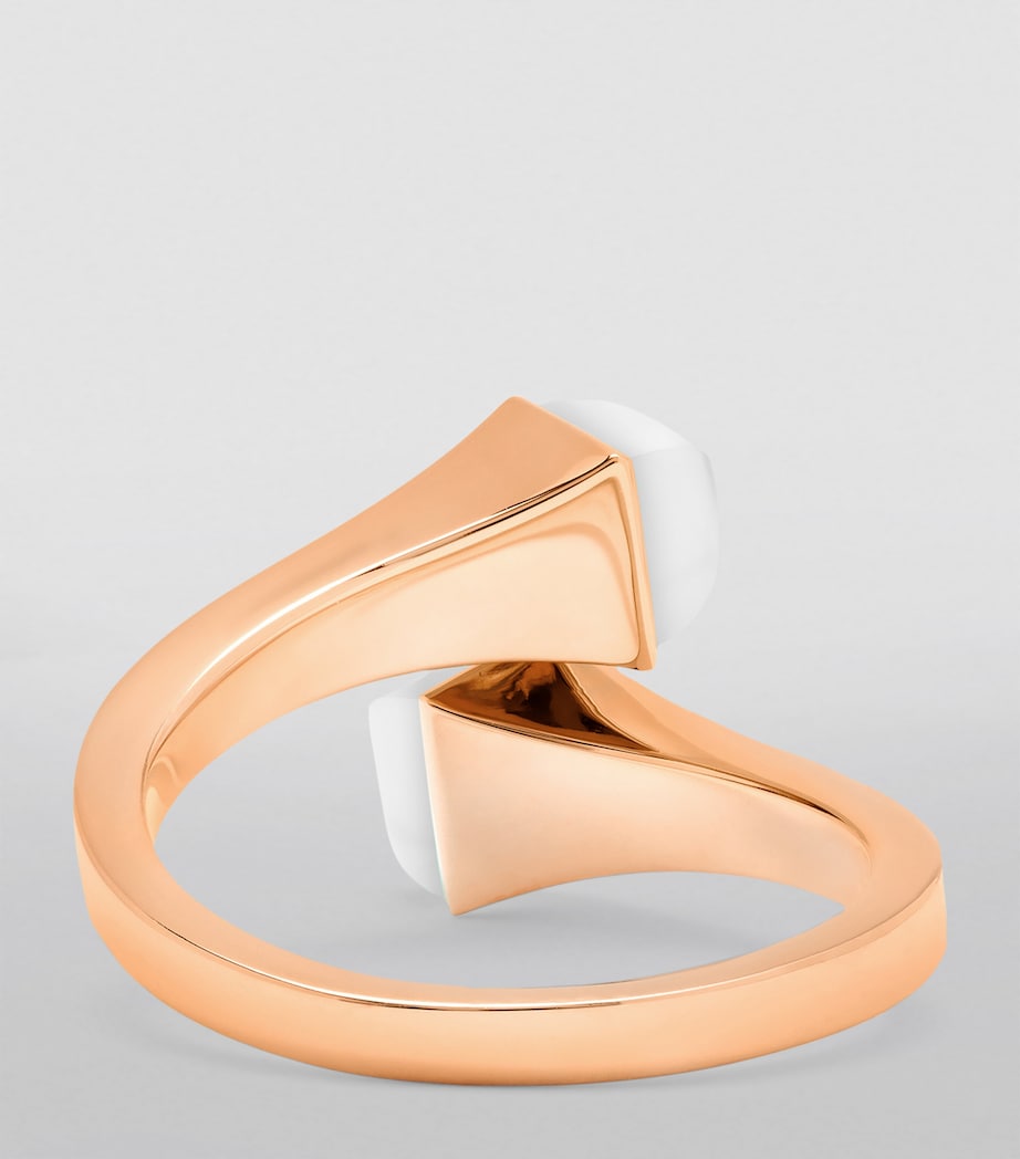 Midi Rose Gold, Diamond and White Agate Cleo Ring ROSE GOLD Image 3