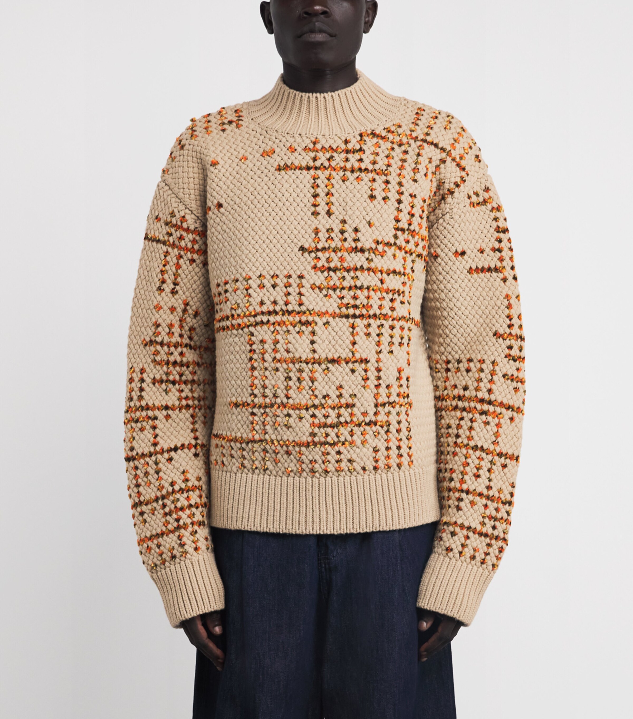 Wool-Blend Digital Jacquard Sweater BEIGE Image 3