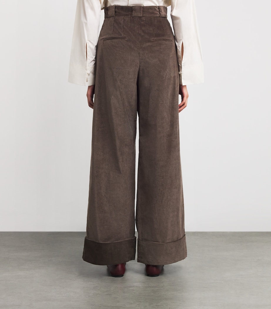 Corduroy Wide-Leg Tailored Trousers TAUPE Image 4