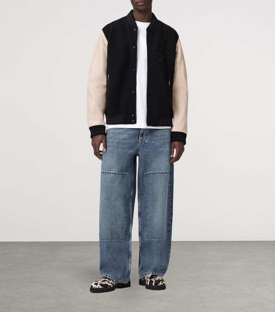 AllSaints Mens Holloway Bomber Jacket Black/white Image 2