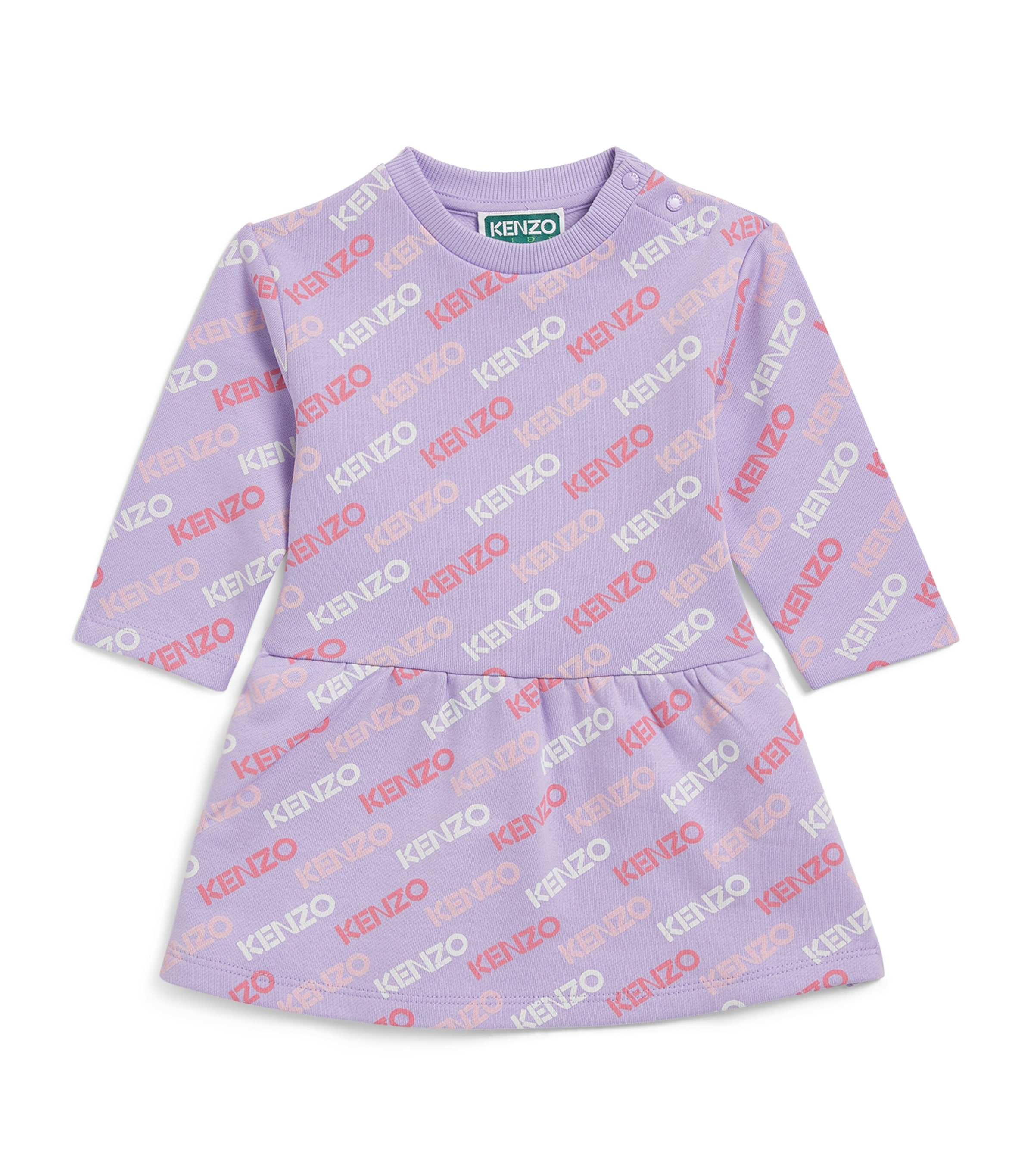 Shop Kenzo Cotton Fleece Logo Dress In Purple