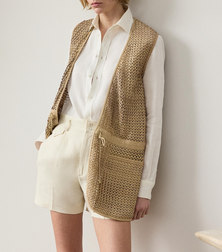 Woven-Leather Tabetha Vest LIGHT SAND Image 4