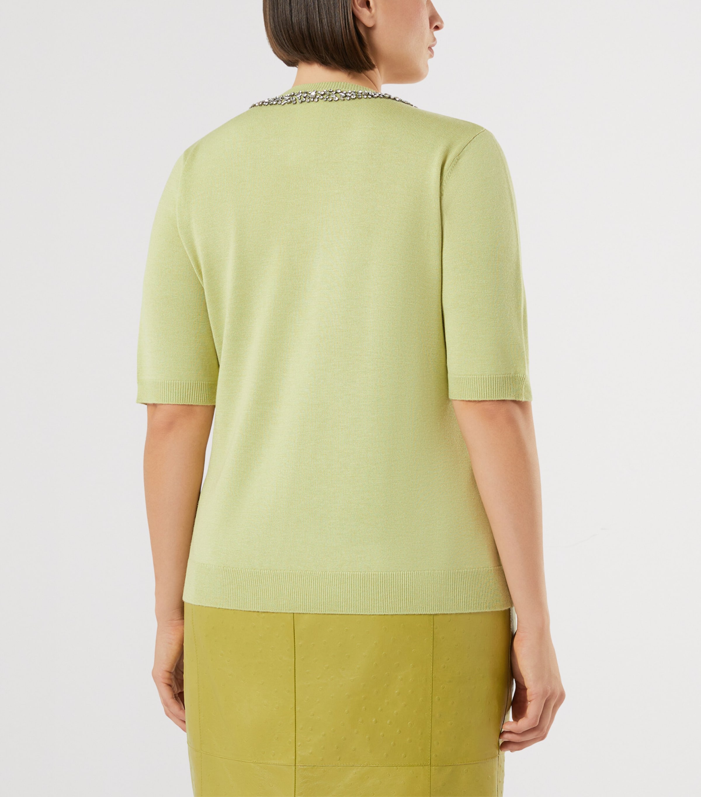 Marina Rinaldi Womens Embellished Short-Sleeve Sweater Lime Image 3